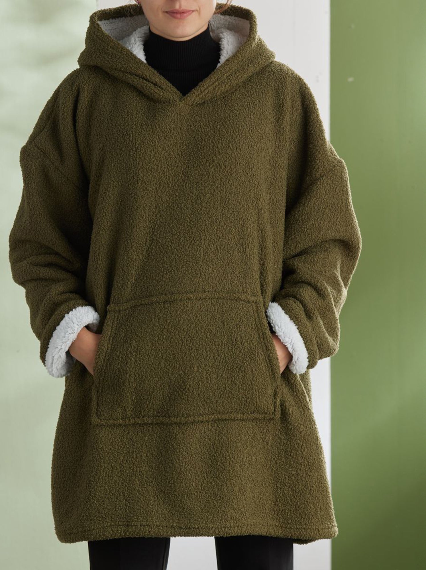 Plaid poncho - Kaki