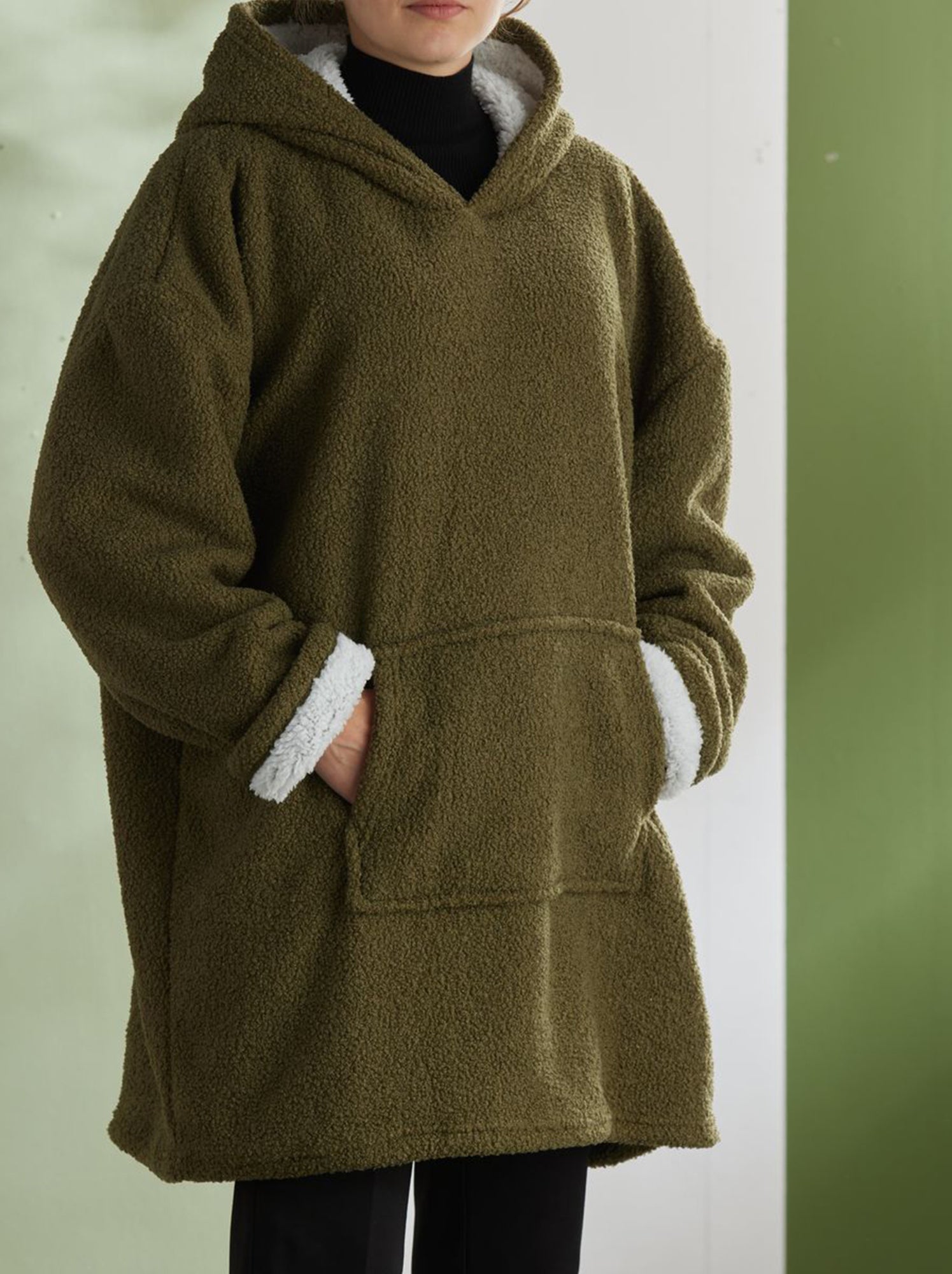 Plaid poncho - Kaki