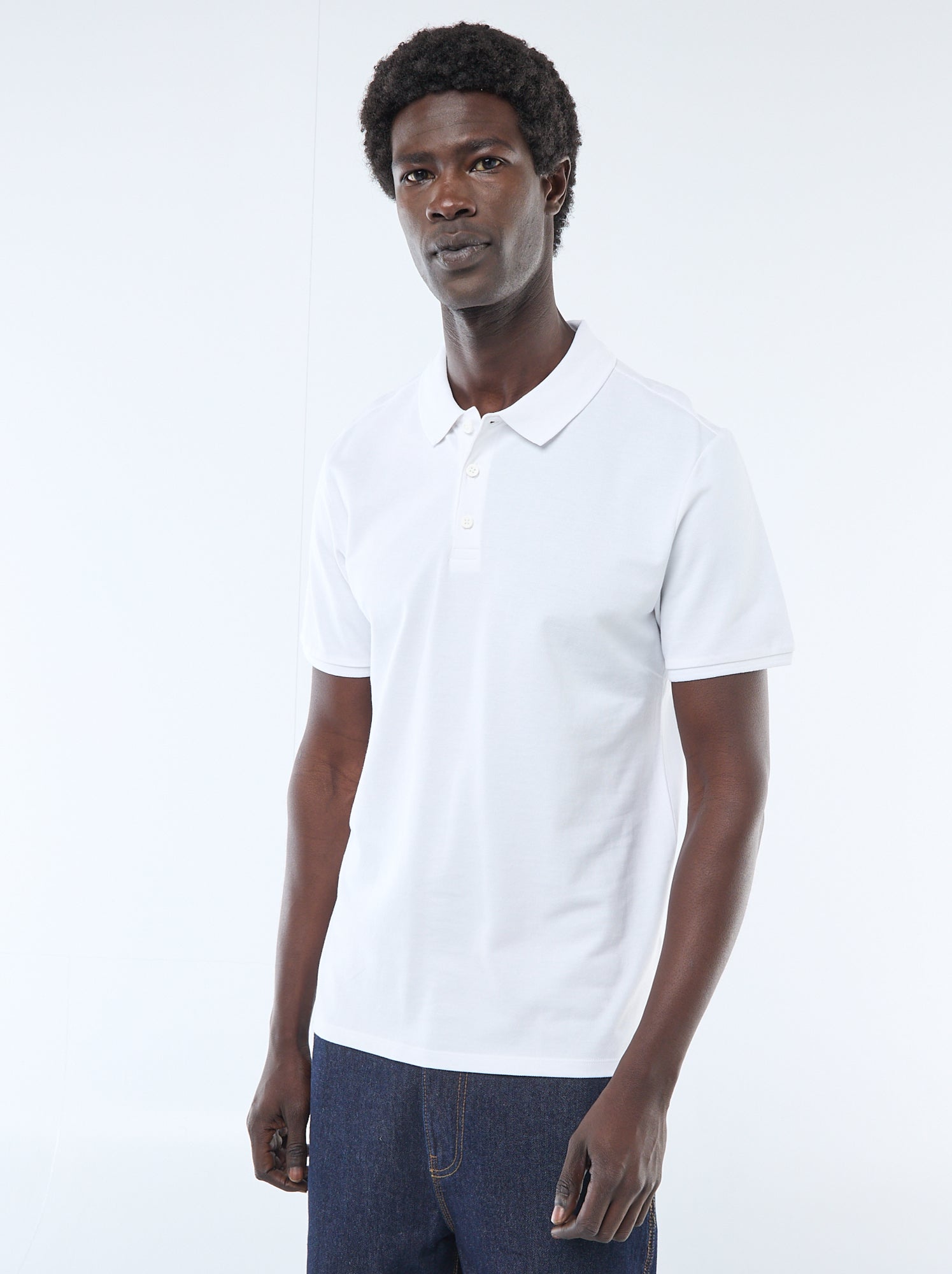 Polo en piqué de coton - Blanc