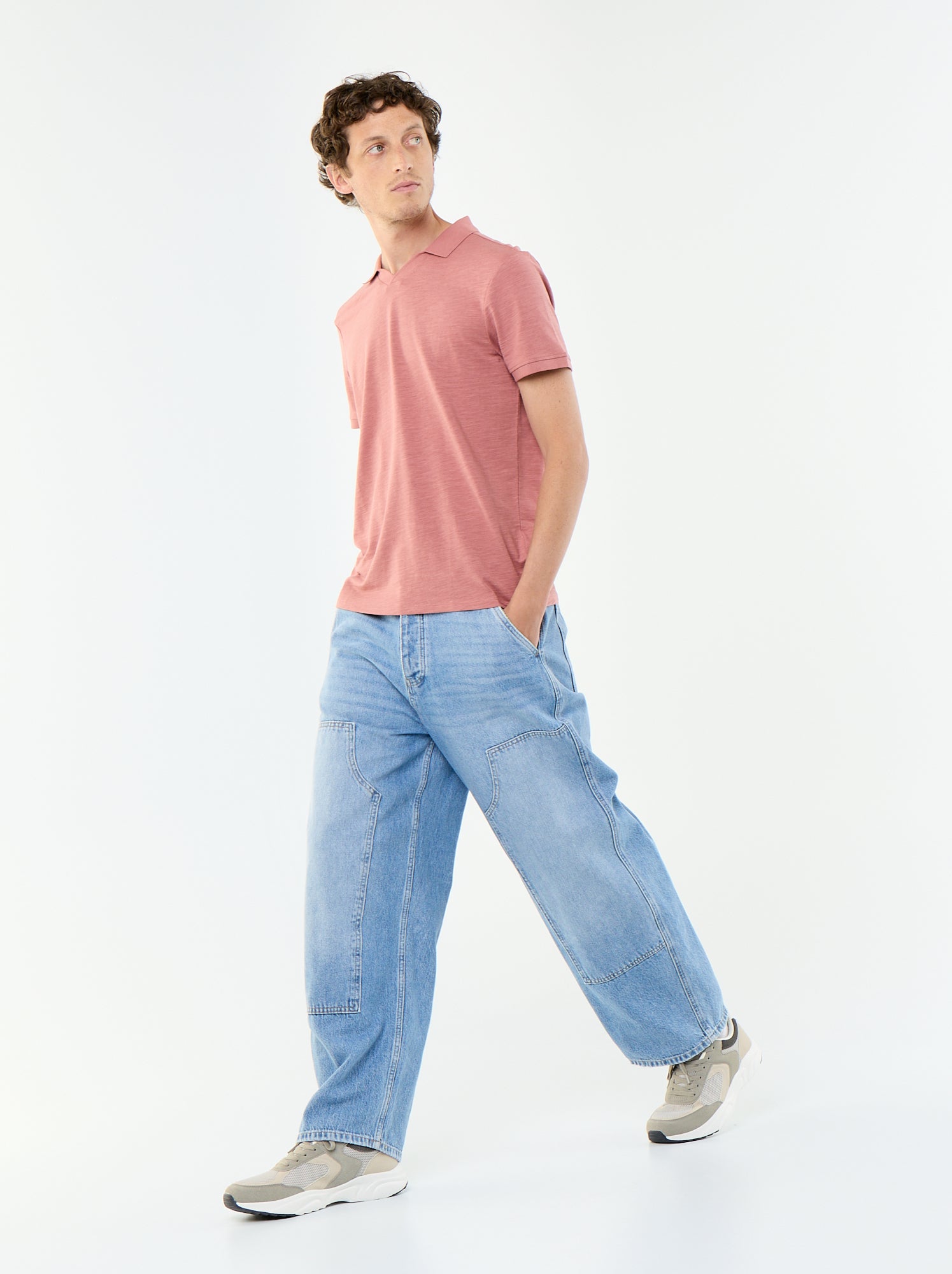 Polo uni à manches courtes pour homme - Rose