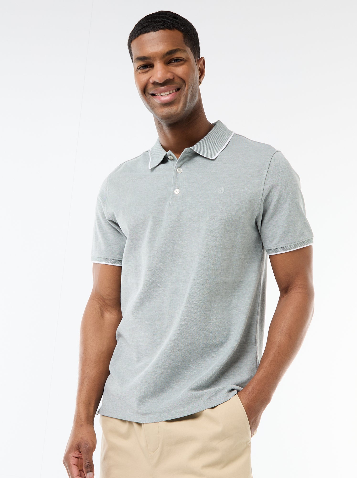 Polo avec broderie sur poitrine - Vert (FLF46_3)