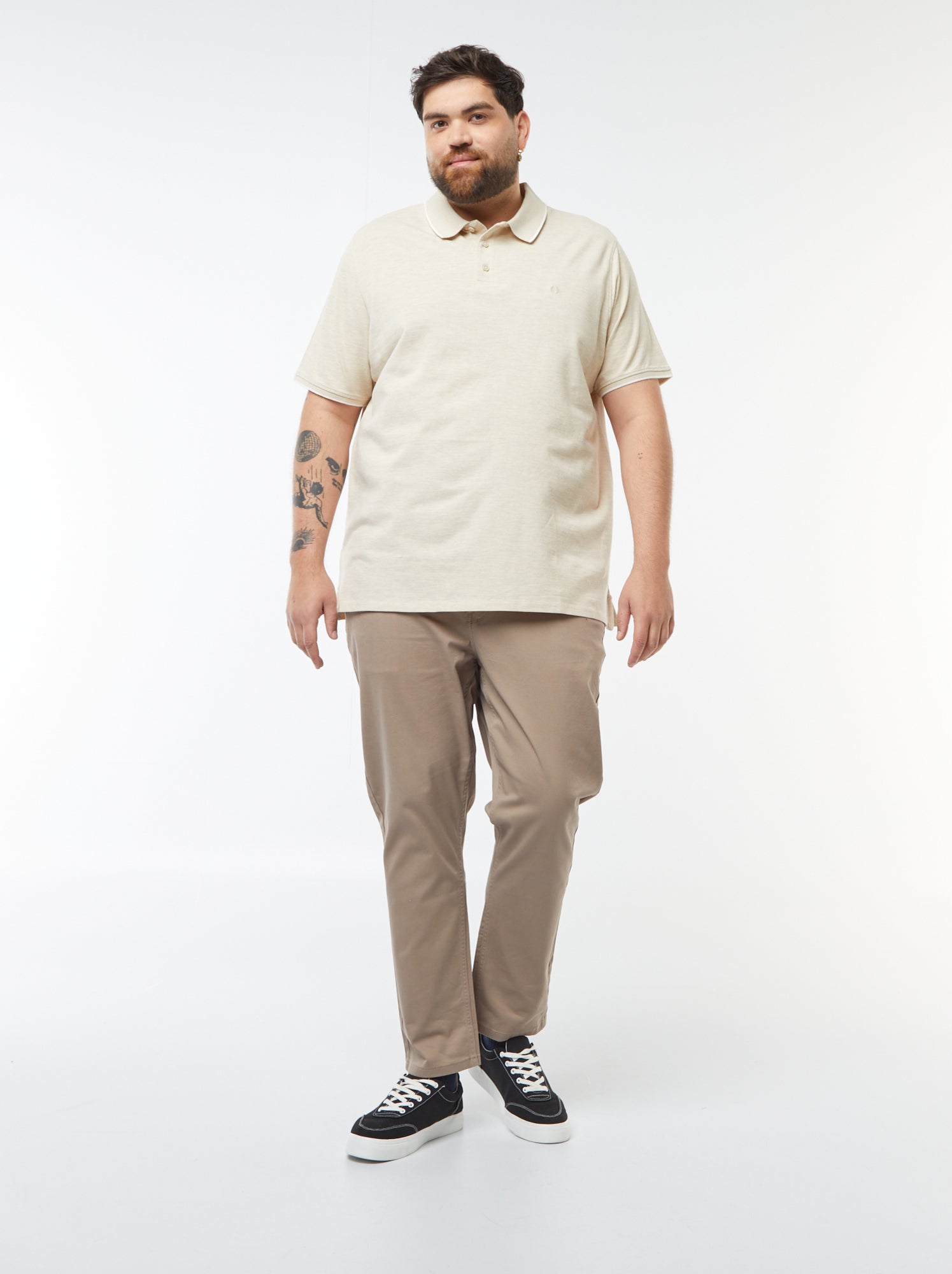Polo en coton à contrastes - Beige