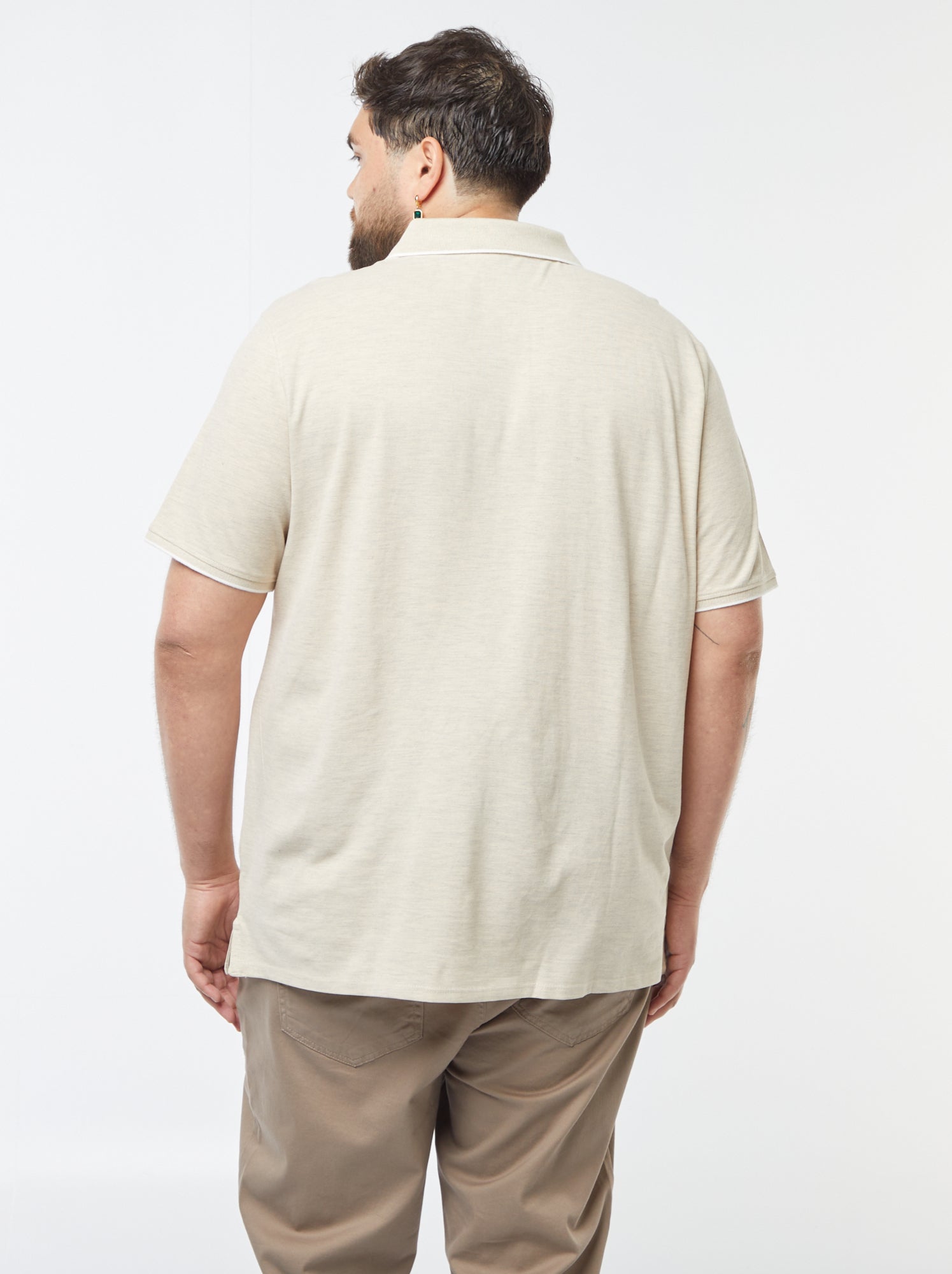 Polo en coton à contrastes - Beige