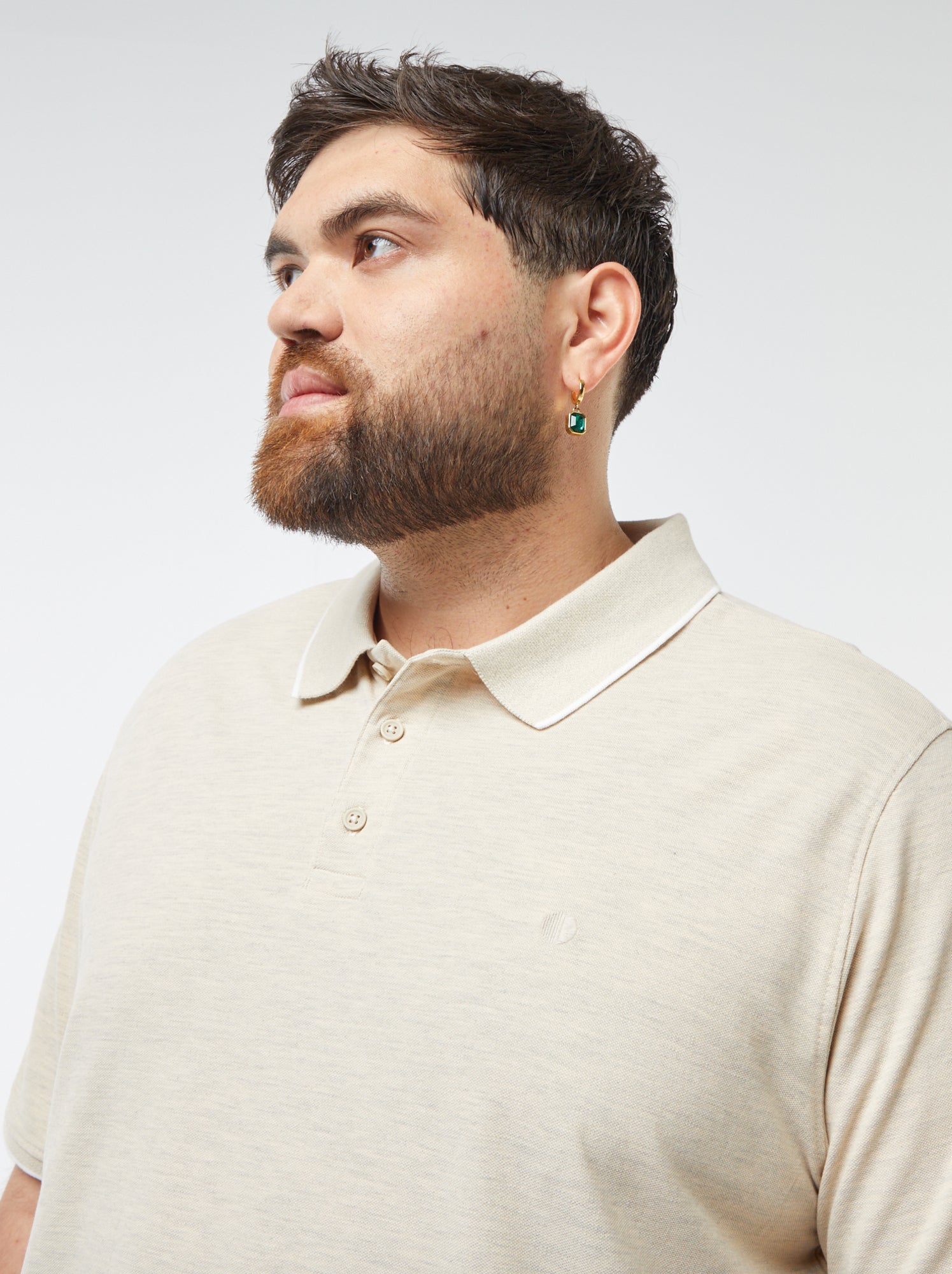 Polo en coton à contrastes - Beige