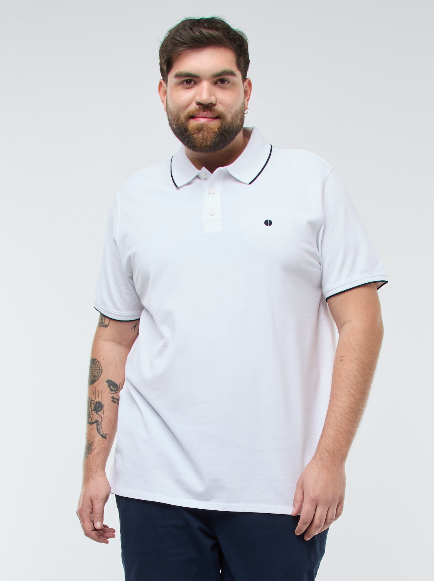 Polo en coton à contrastes - Blanc