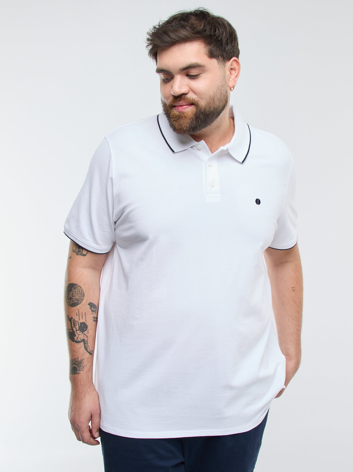 Polo en coton à contrastes - Blanc