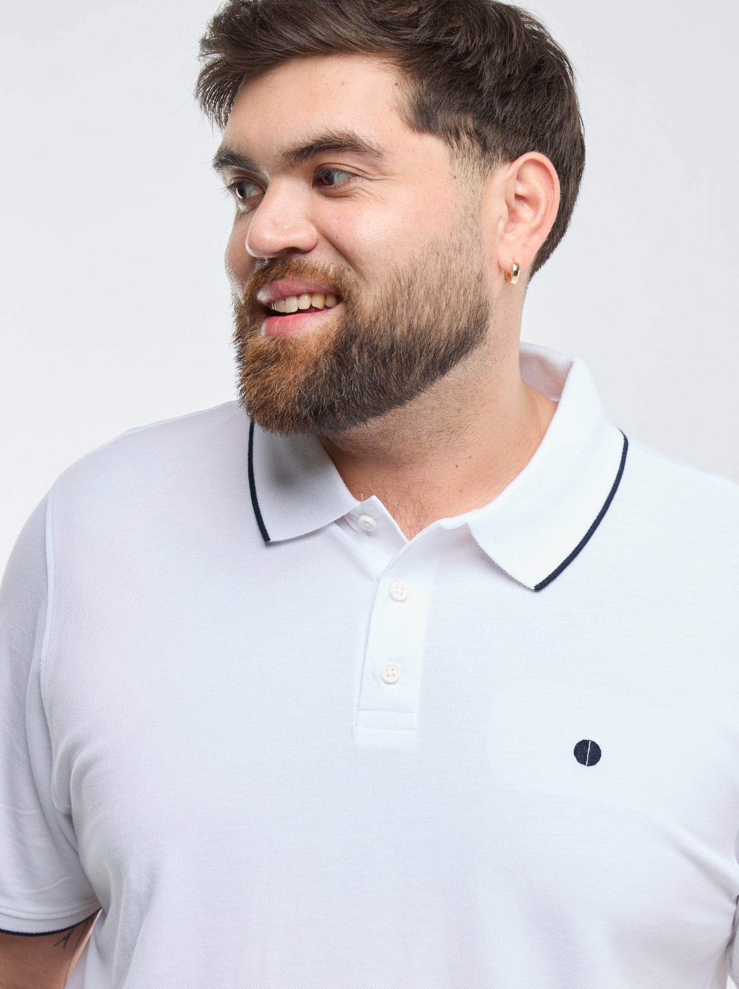 Polo en coton à contrastes - Blanc
