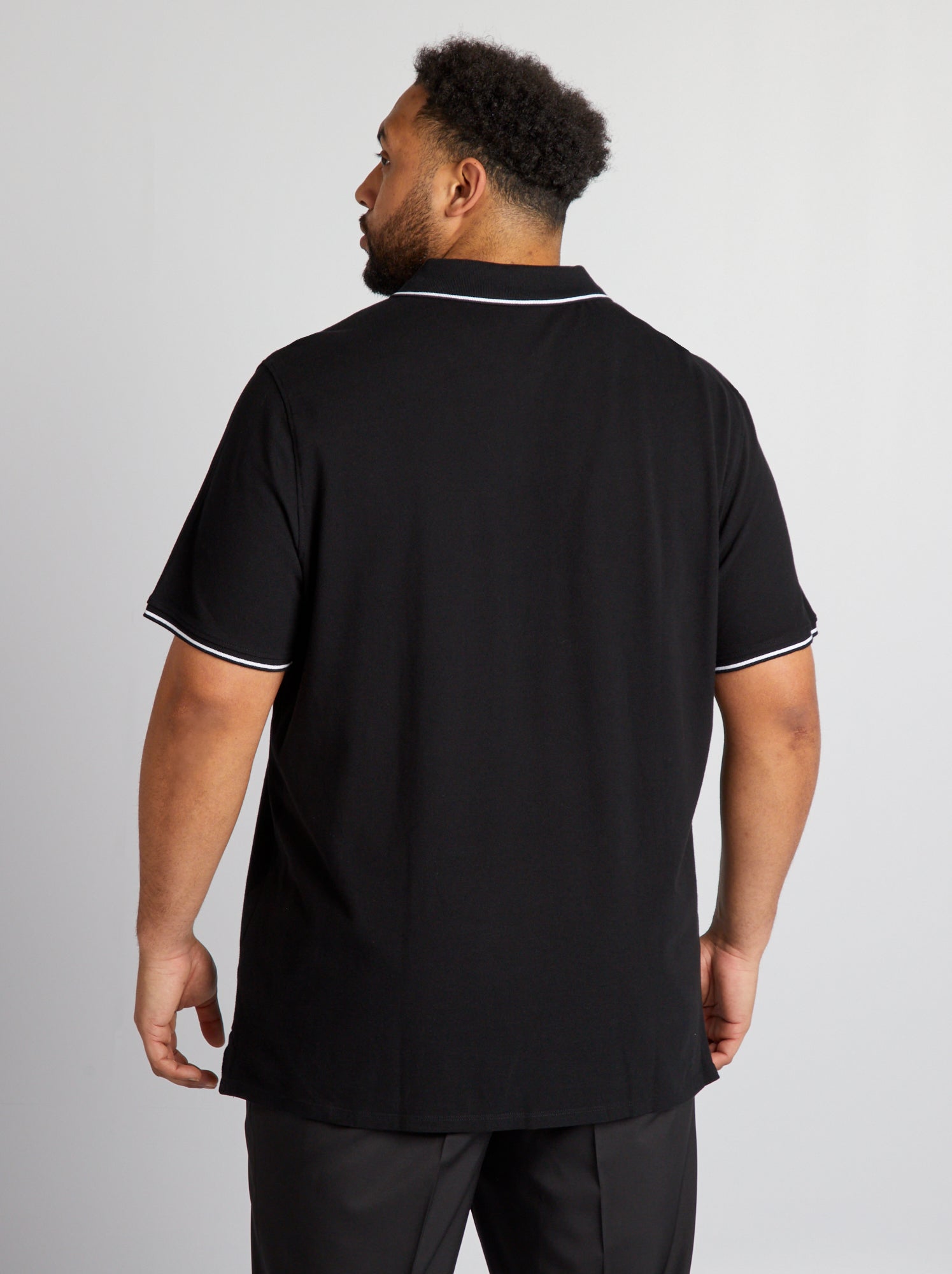 Polo en coton à contrastes - Noir