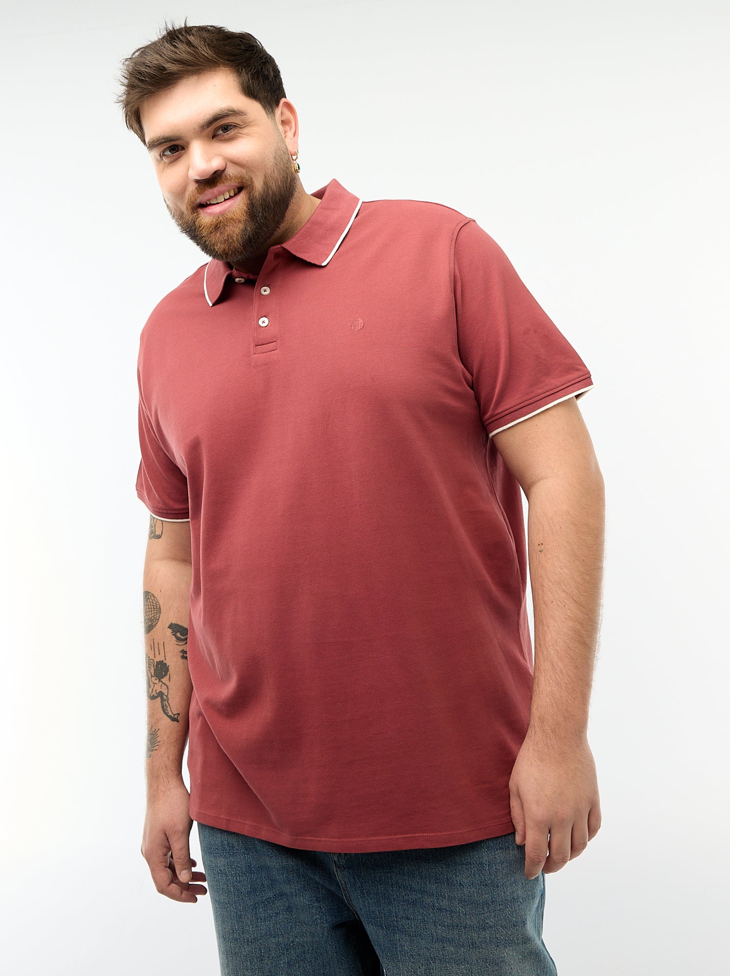 Polo en coton à contrastes - Rouge