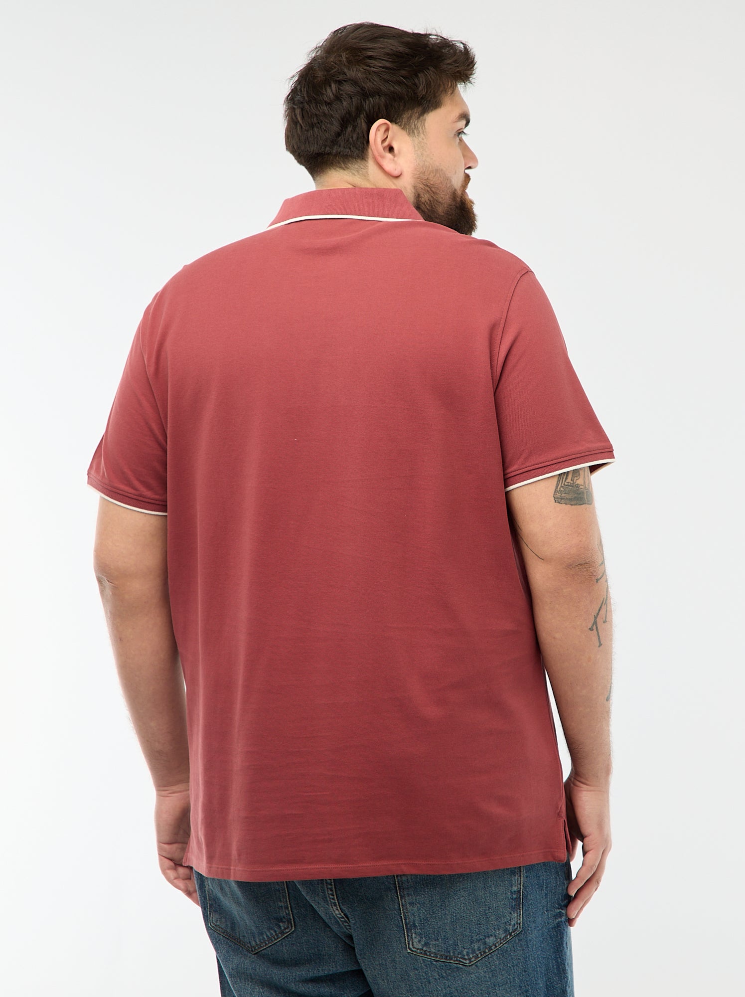 Polo en coton à contrastes - Rouge