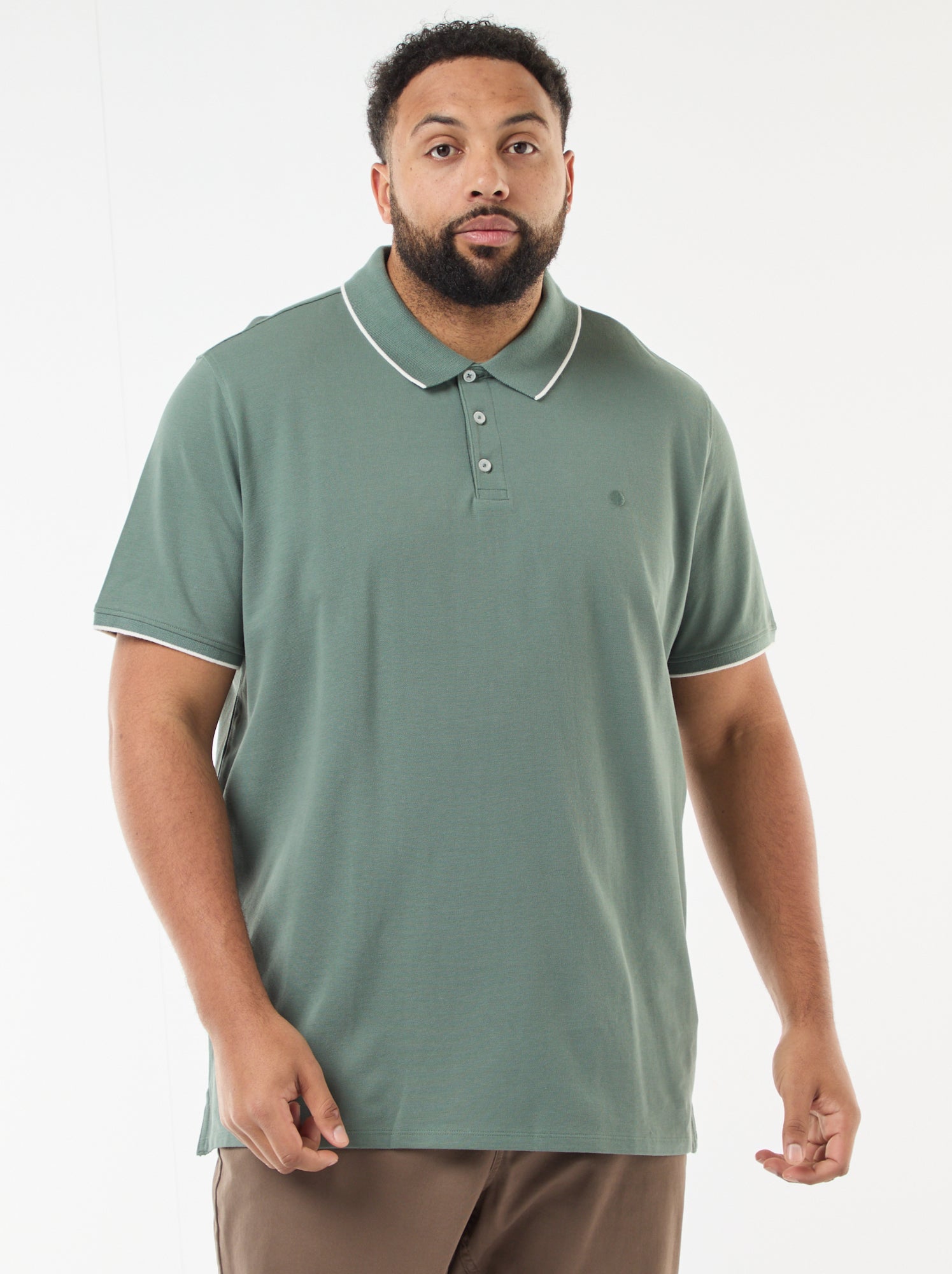 Polo en coton à contrastes - Vert