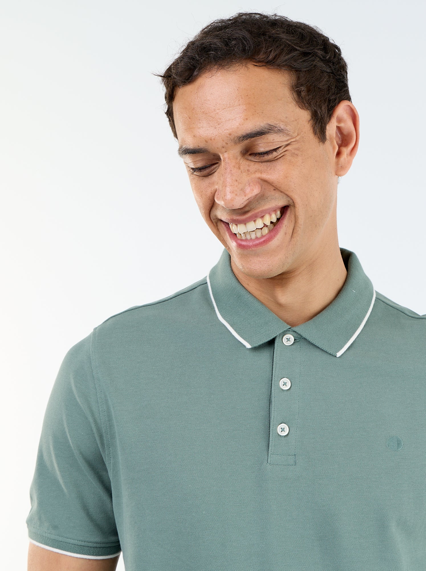 Polo en coton pour homme à manches courtes - Vert (CKW10_63)