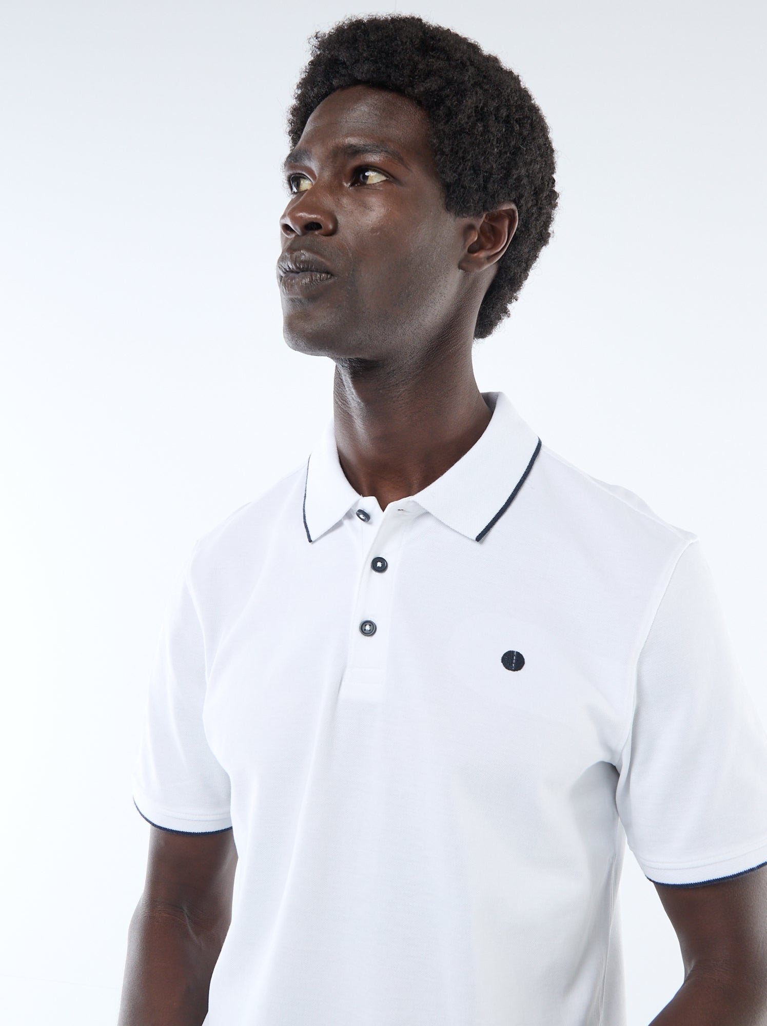 Polo en coton pour homme à manches courtes - Blanc