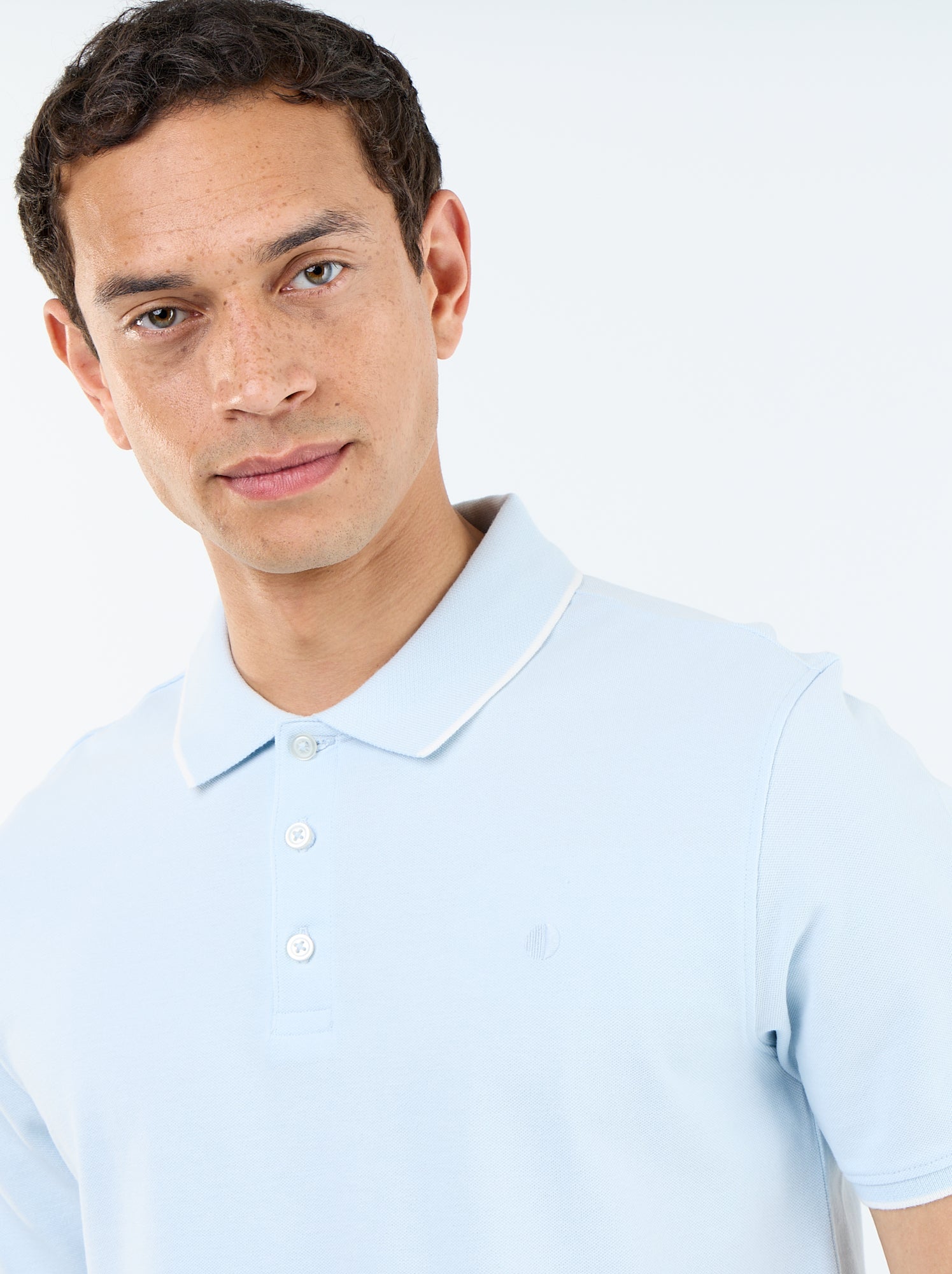 Polo en coton pour homme à manches courtes - Bleu