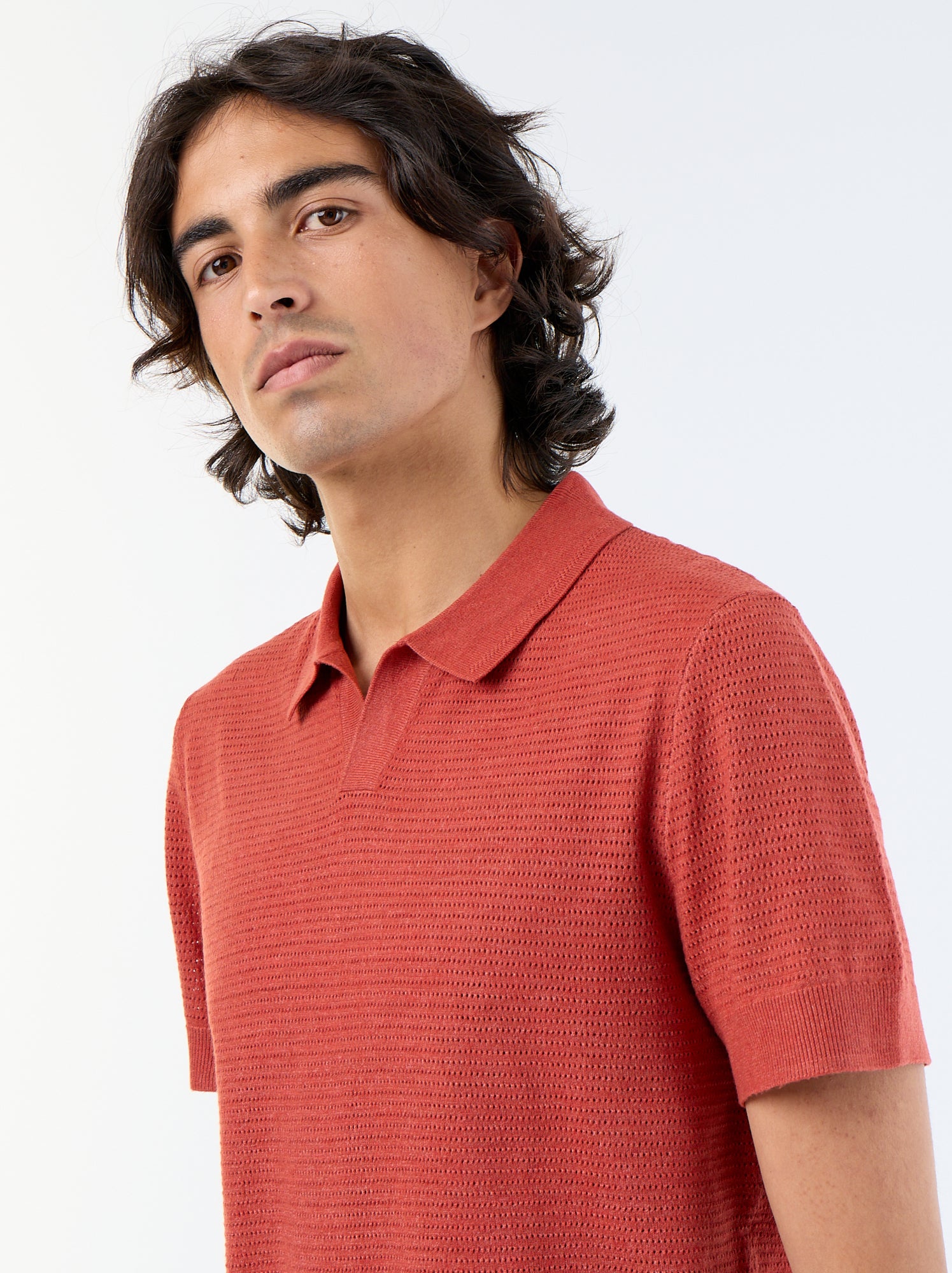 Polo en coton uni à manches courtes pour homme - Marron (GHQ09_5)