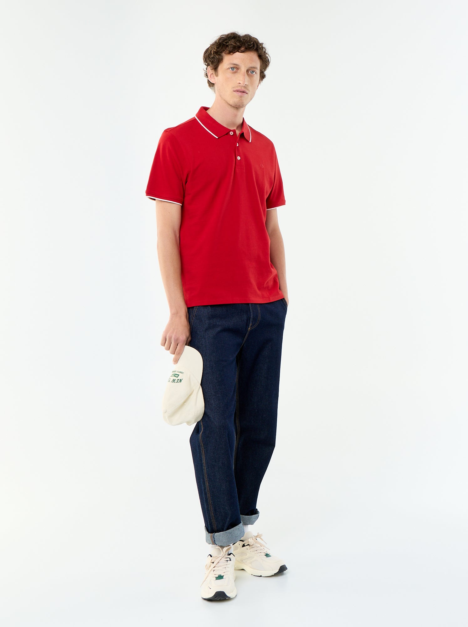 Polo en coton pour homme à manches courtes - Rouge