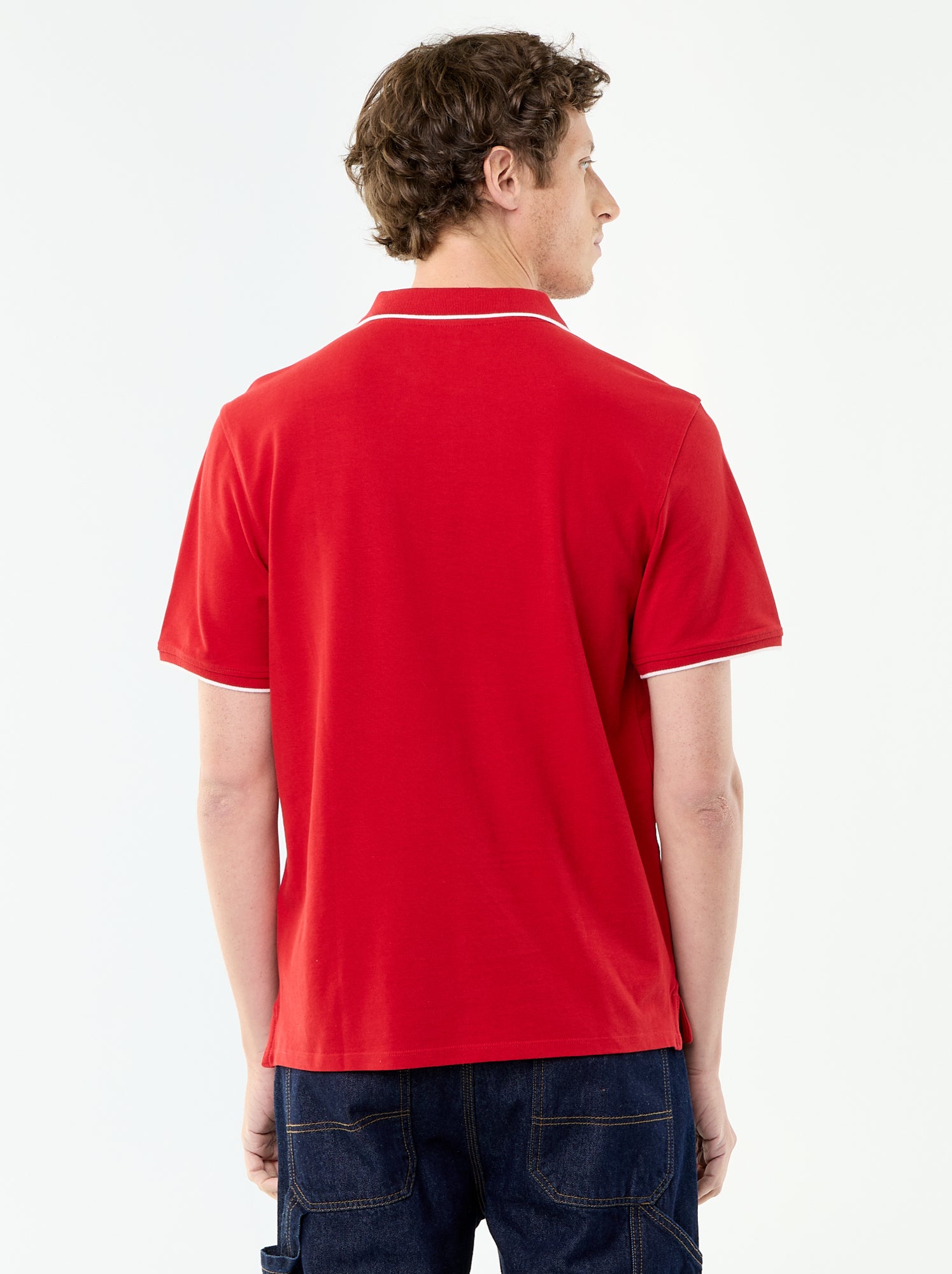 Polo en coton pour homme à manches courtes - Rouge
