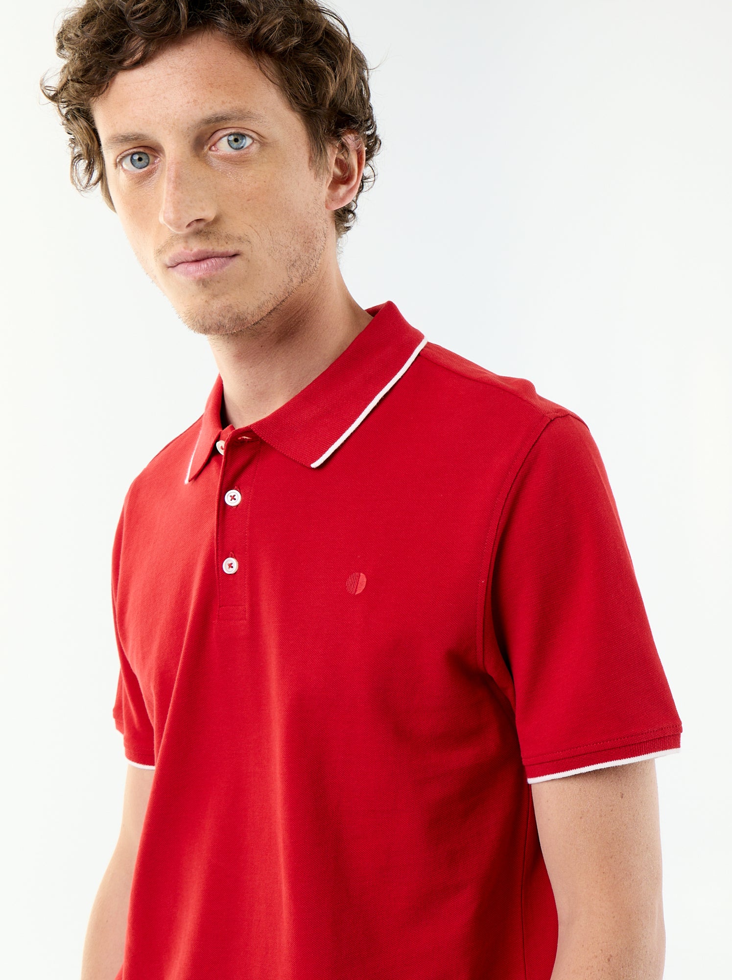 Polo en coton pour homme à manches courtes - Rouge
