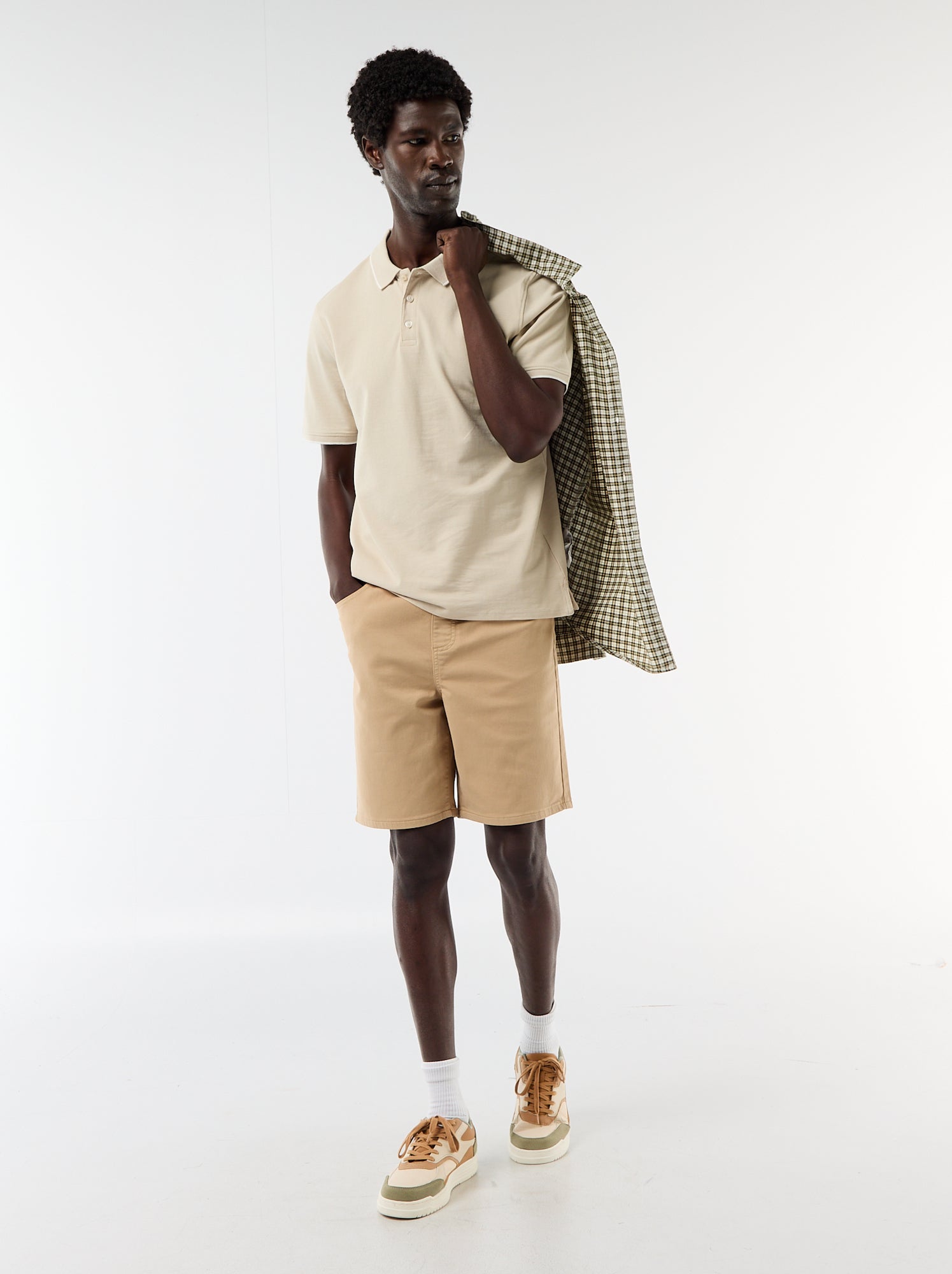 Polo en coton pour homme à manches courtes - Beige