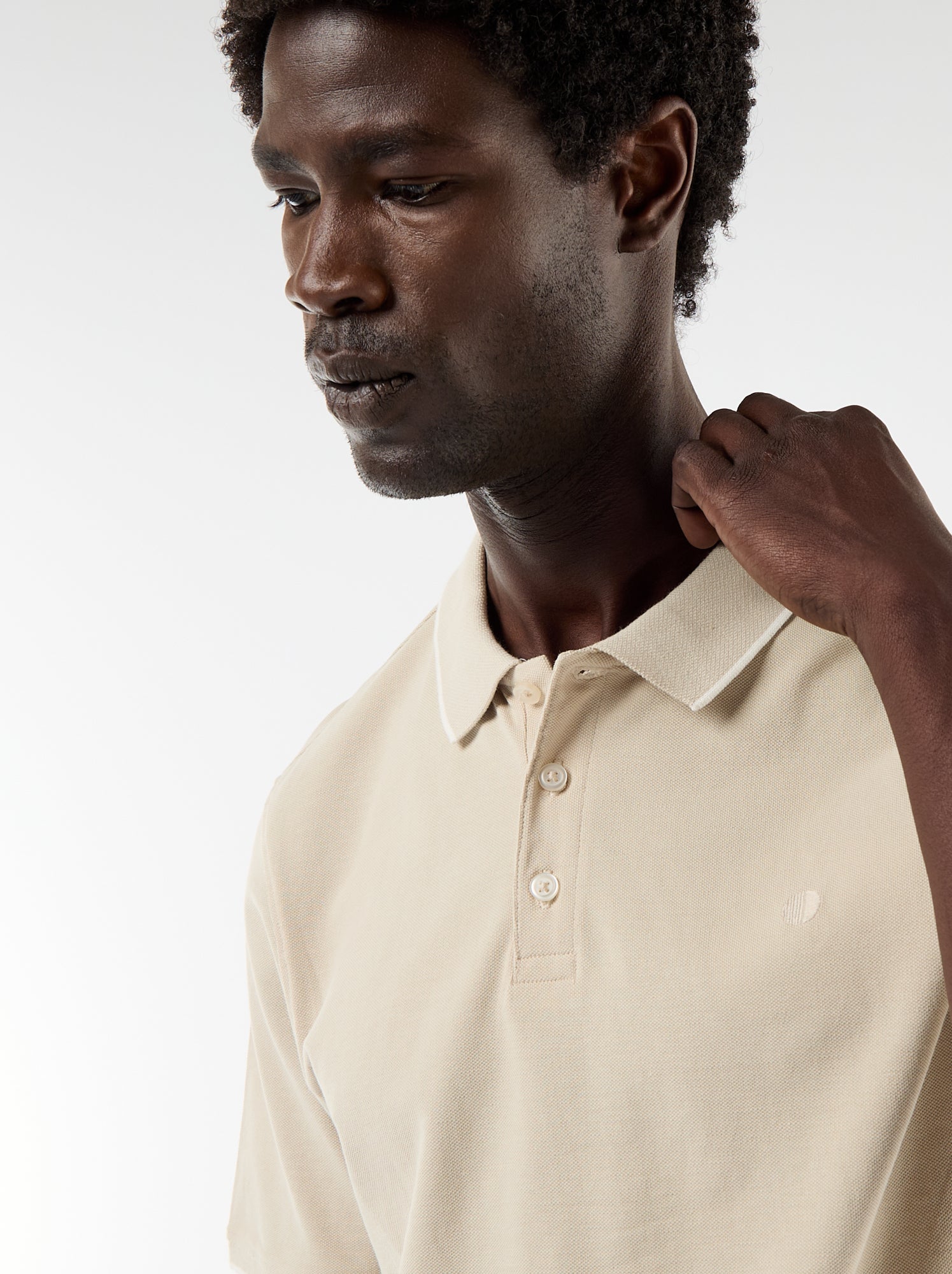 Polo en coton pour homme à manches courtes - Beige