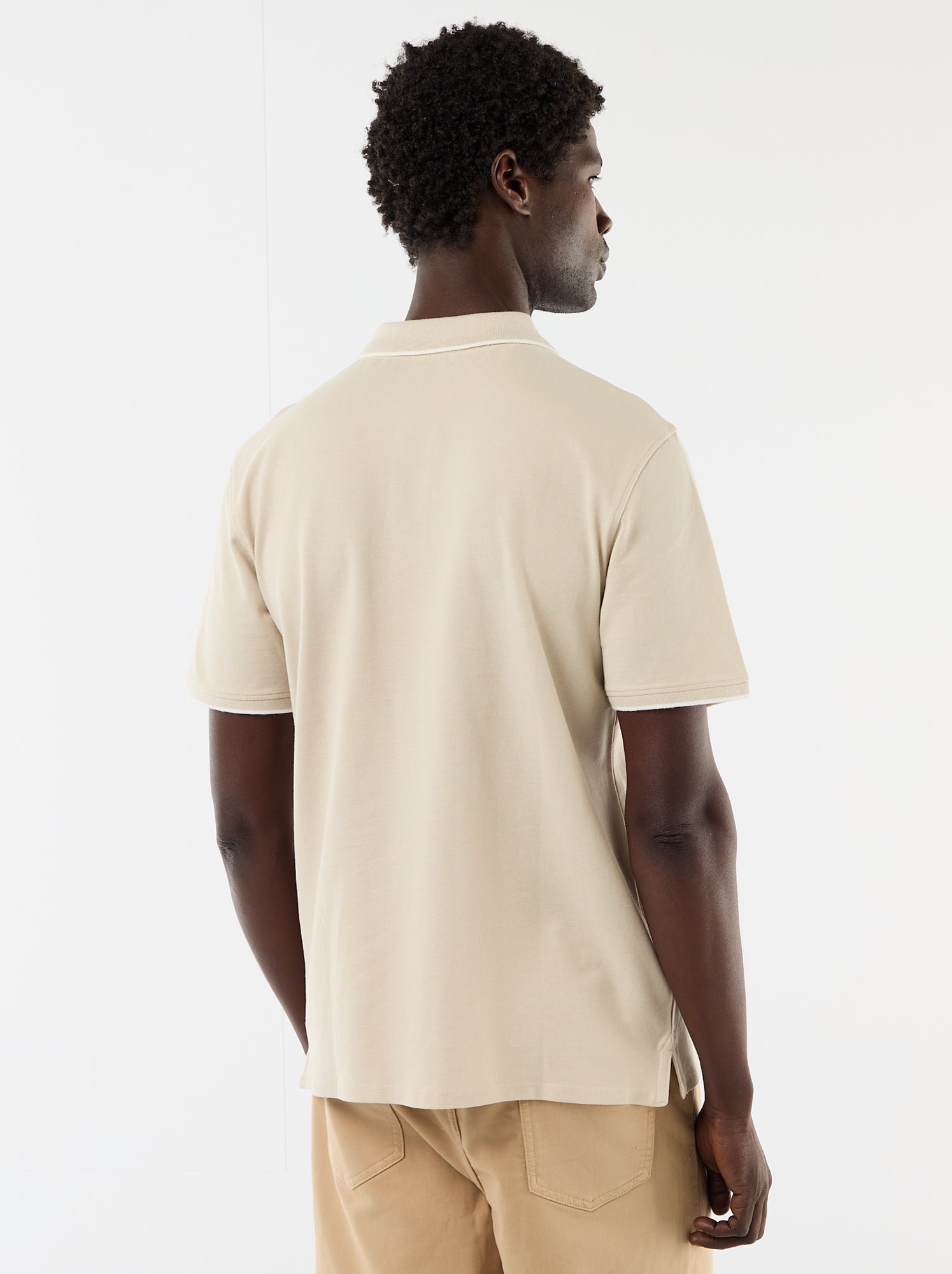 Polo en coton pour homme à manches courtes - Beige
