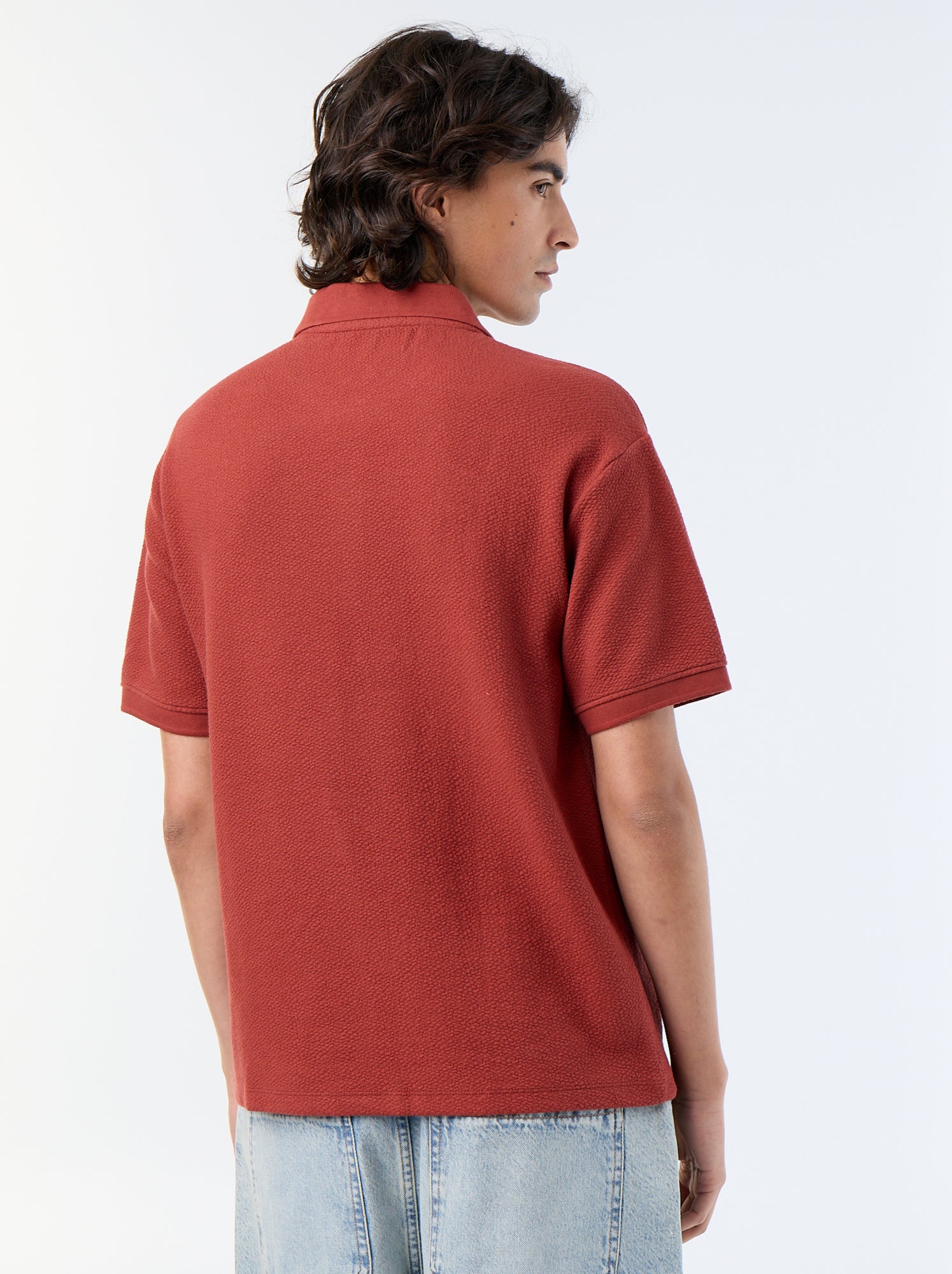 Polo homme en coton avec motif placé - Rouge