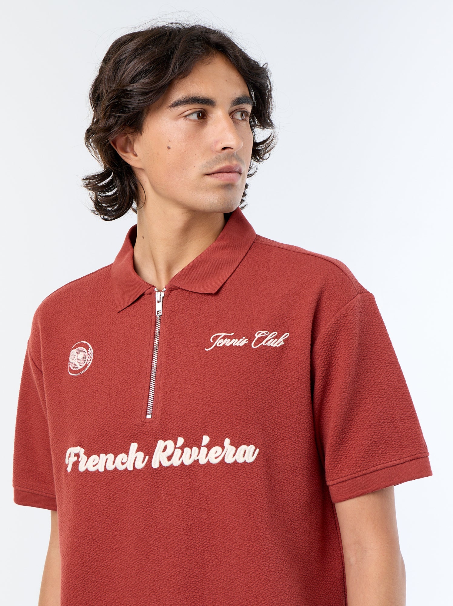 Polo homme en coton avec motif placé - Rouge