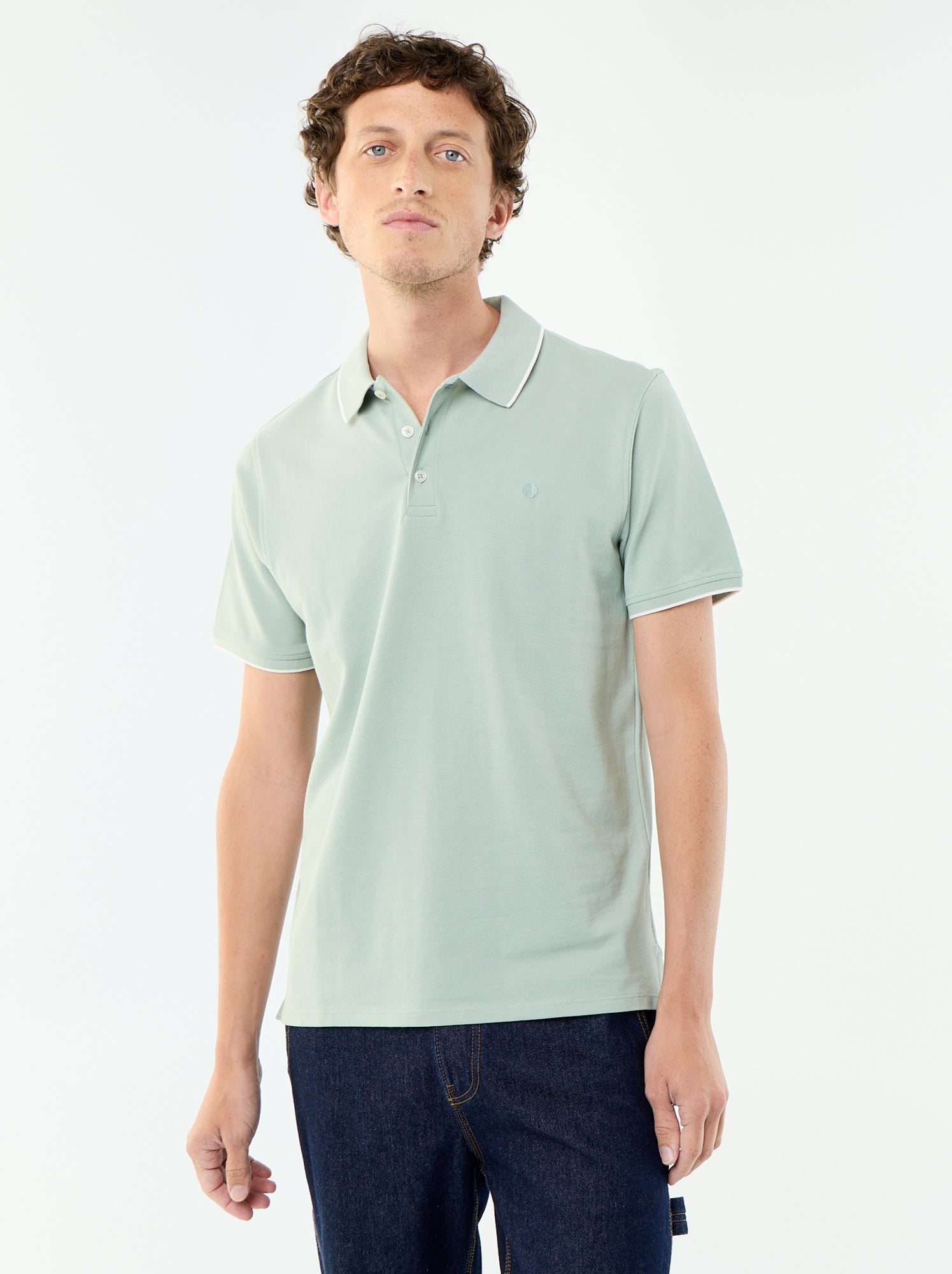 Polo en coton pour homme à manches courtes - Vert (CKW10_60)