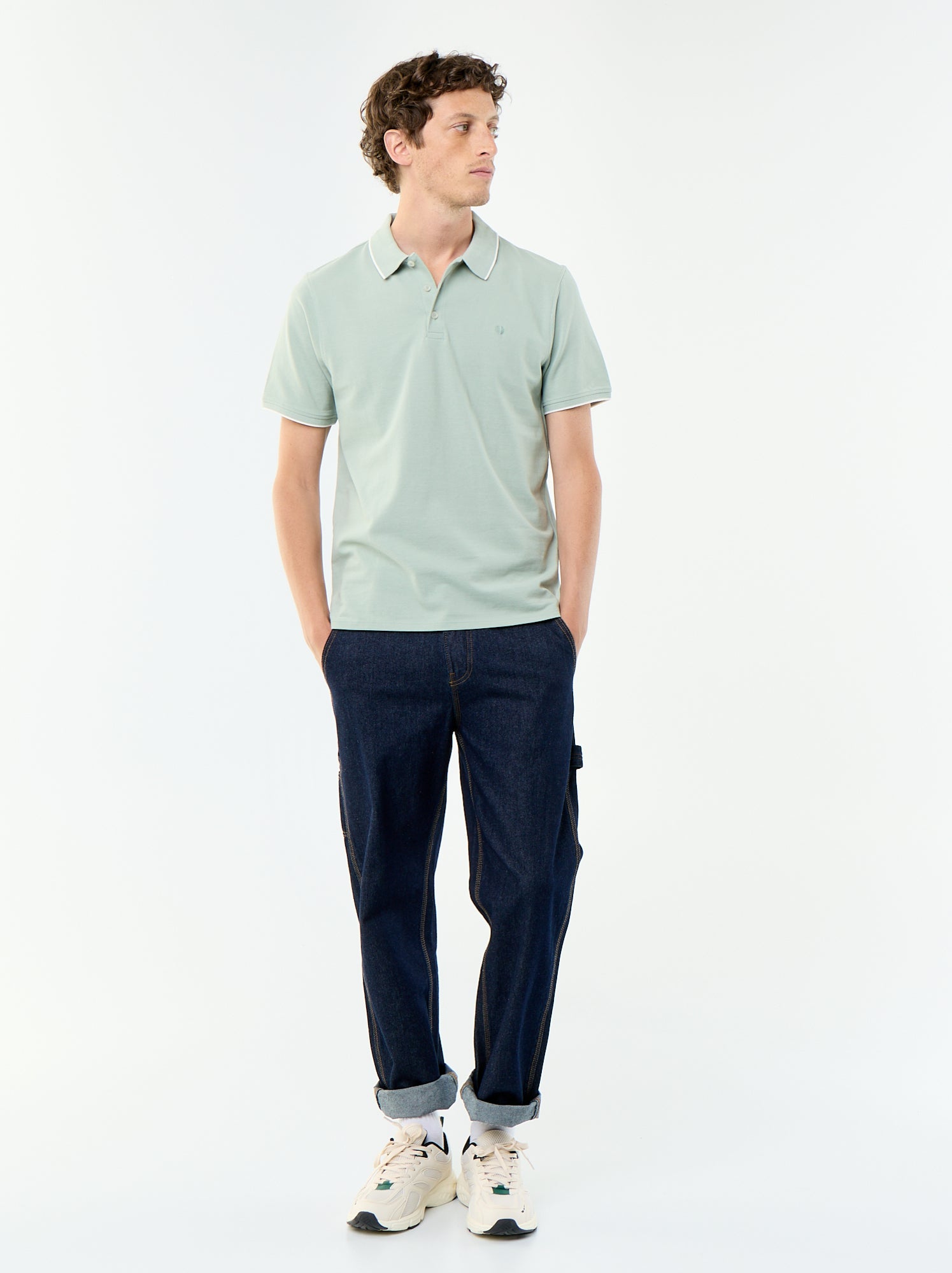 Polo en coton pour homme à manches courtes - Vert (CKW10_60)