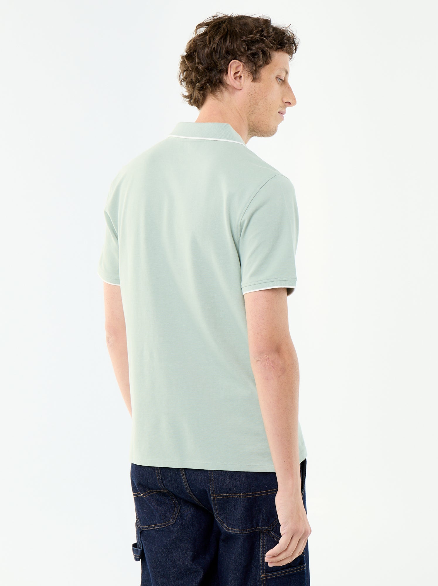 Polo en coton pour homme à manches courtes - Vert (CKW10_60)
