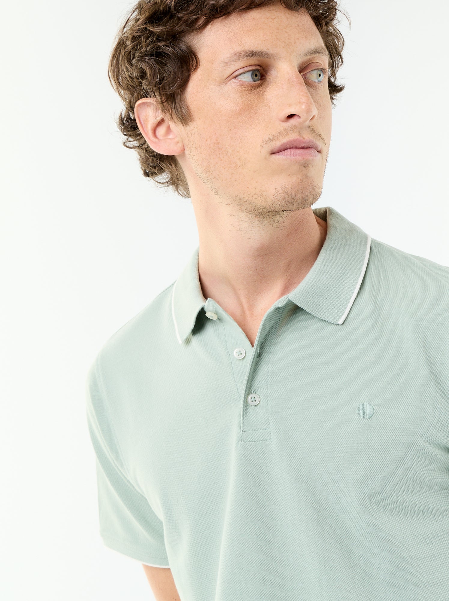 Polo en coton pour homme à manches courtes - Vert (CKW10_60)