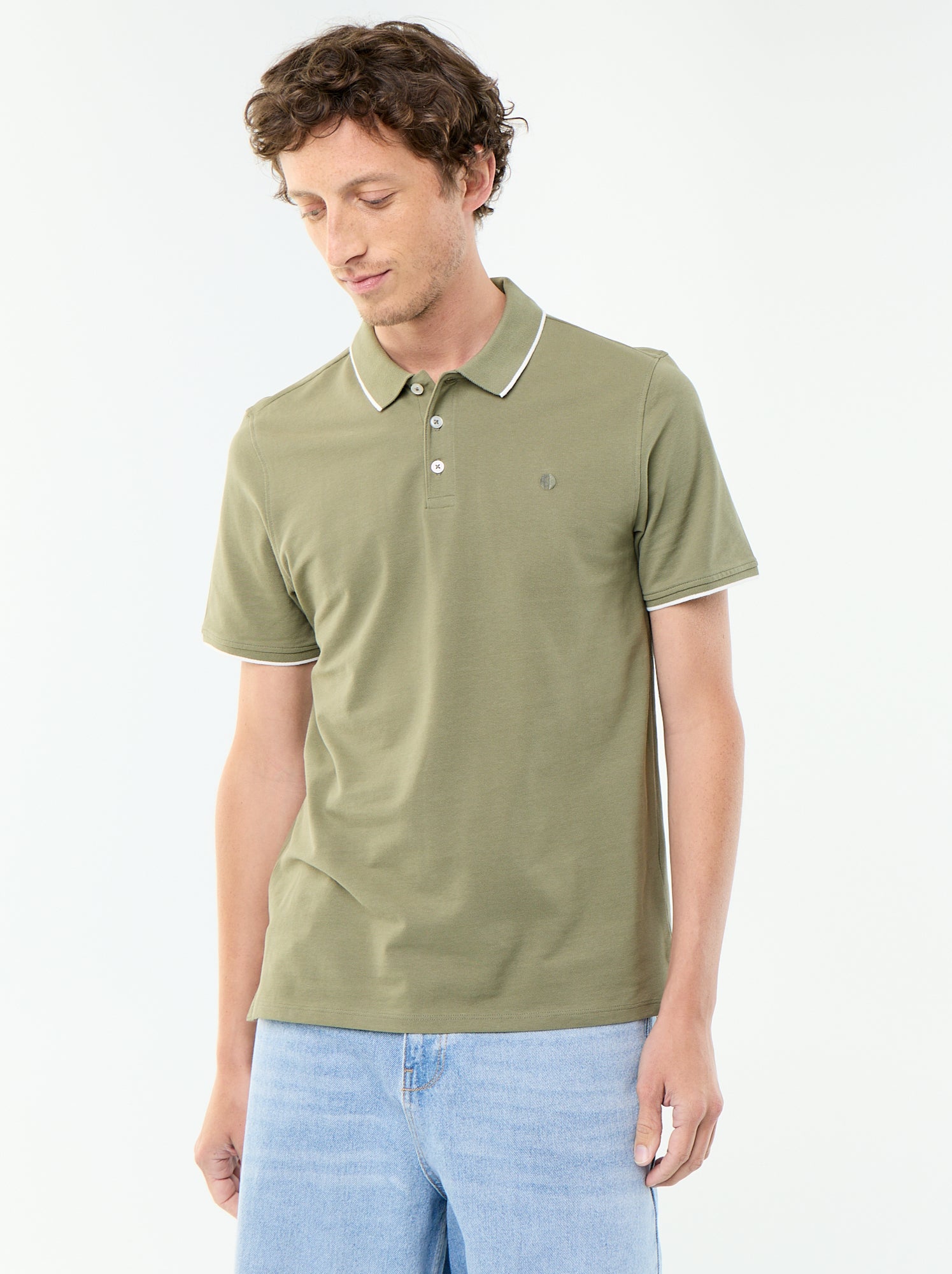 Polo en coton pour homme à manches courtes - Vert (CKW10_64)
