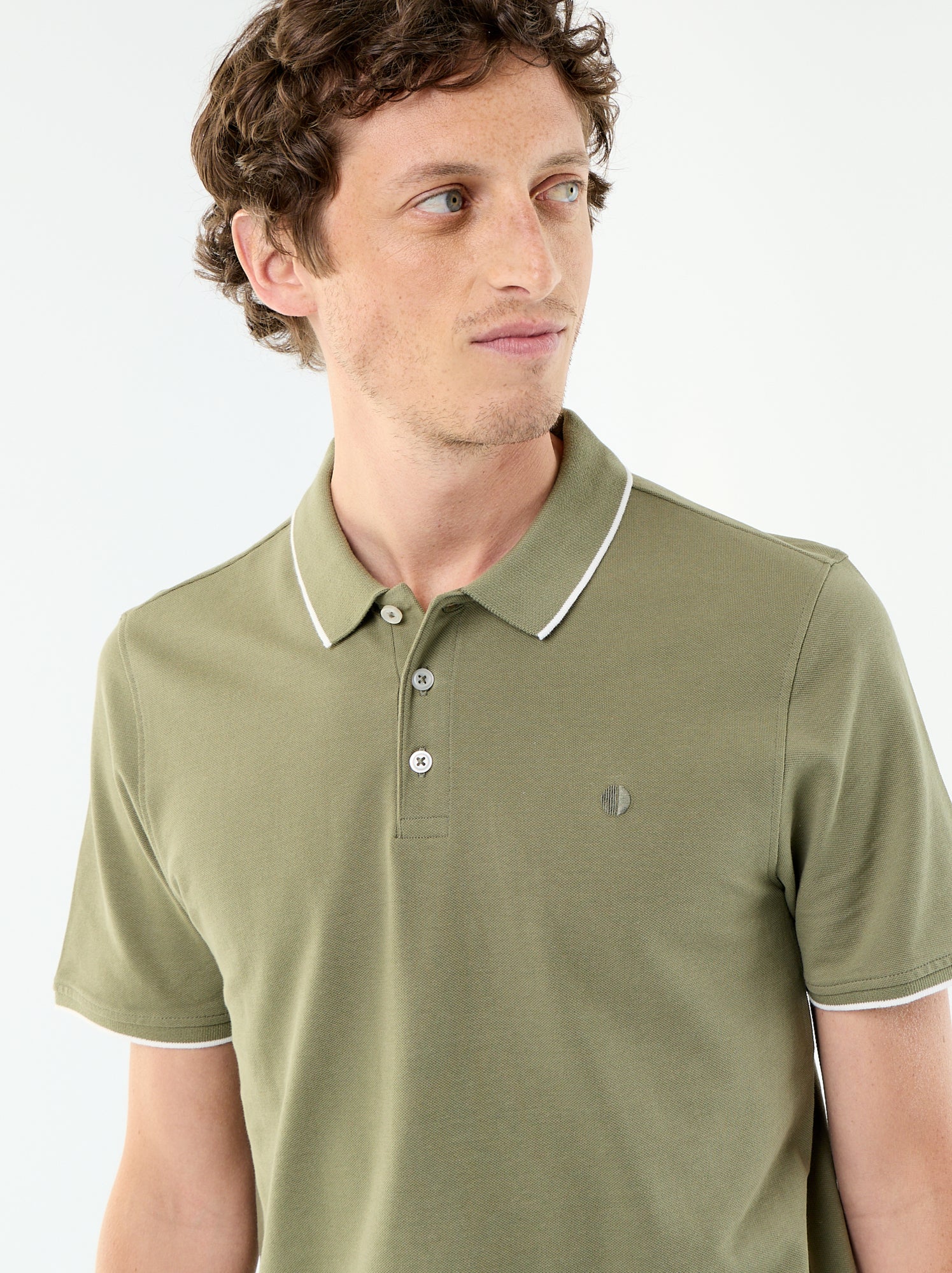 Polo en coton pour homme à manches courtes - Vert (CKW10_64)