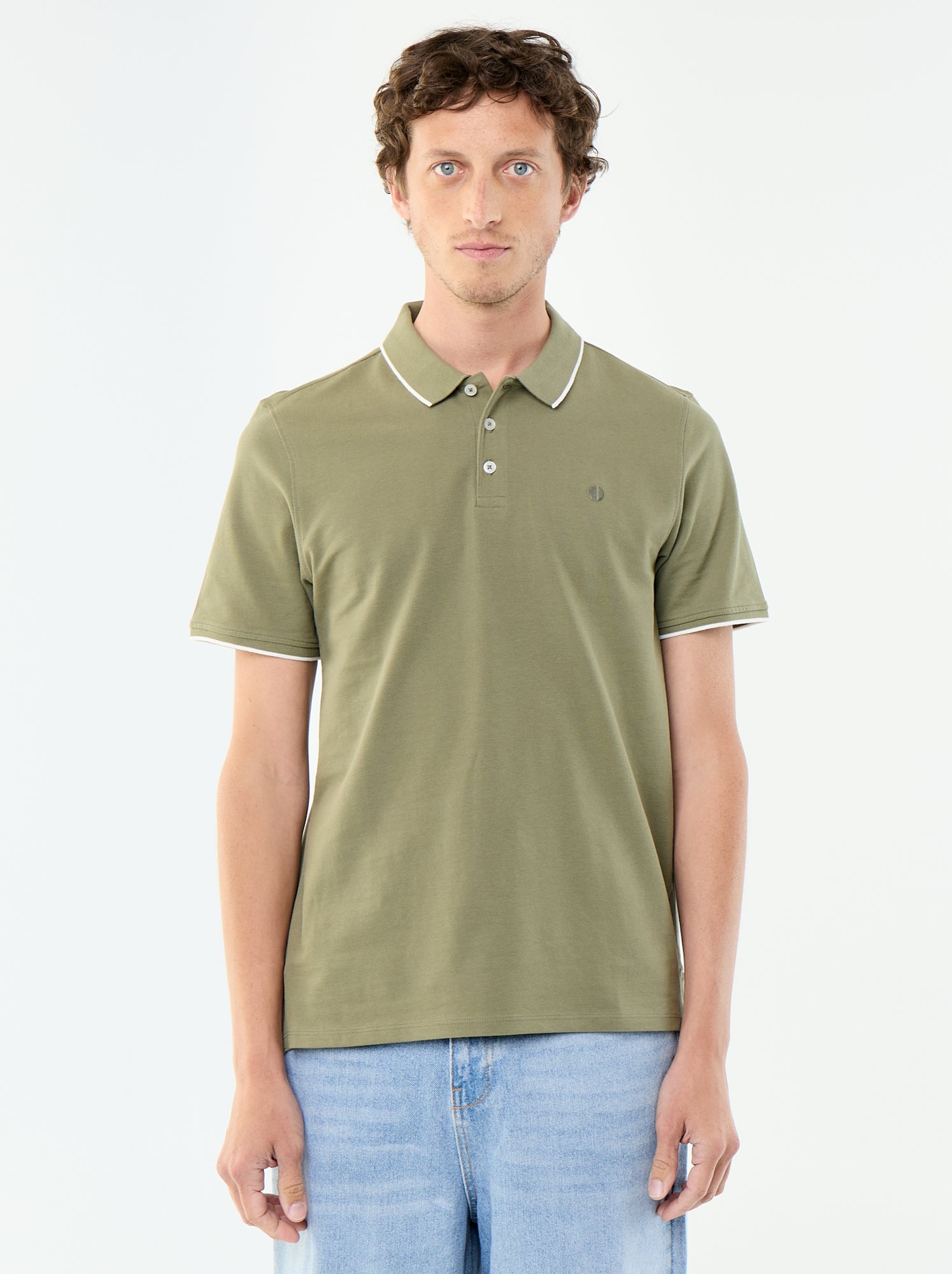 Polo en coton pour homme à manches courtes - Vert (CKW10_64)