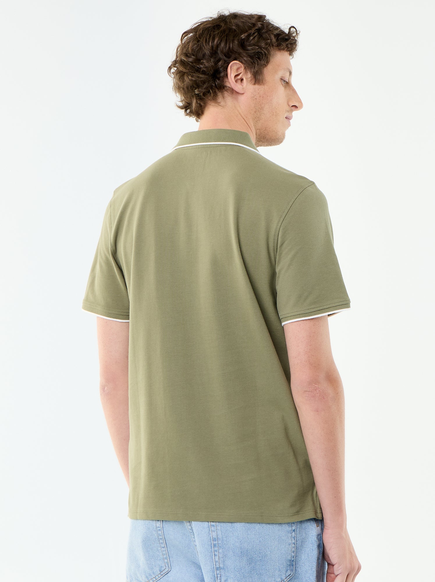 Polo en coton pour homme à manches courtes - Vert (CKW10_64)