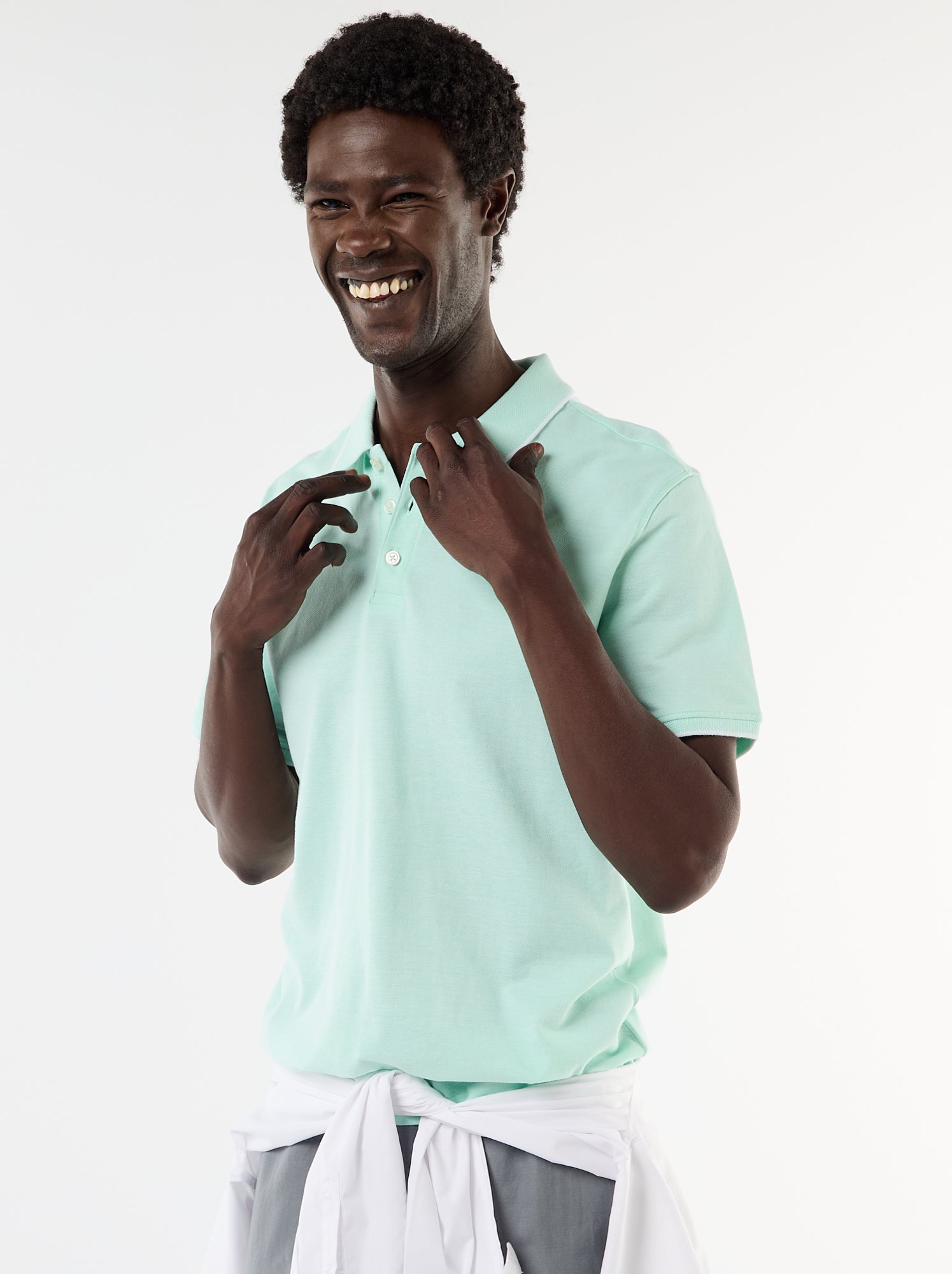 Polo avec broderie sur poitrine - Vert (FLF46_7)