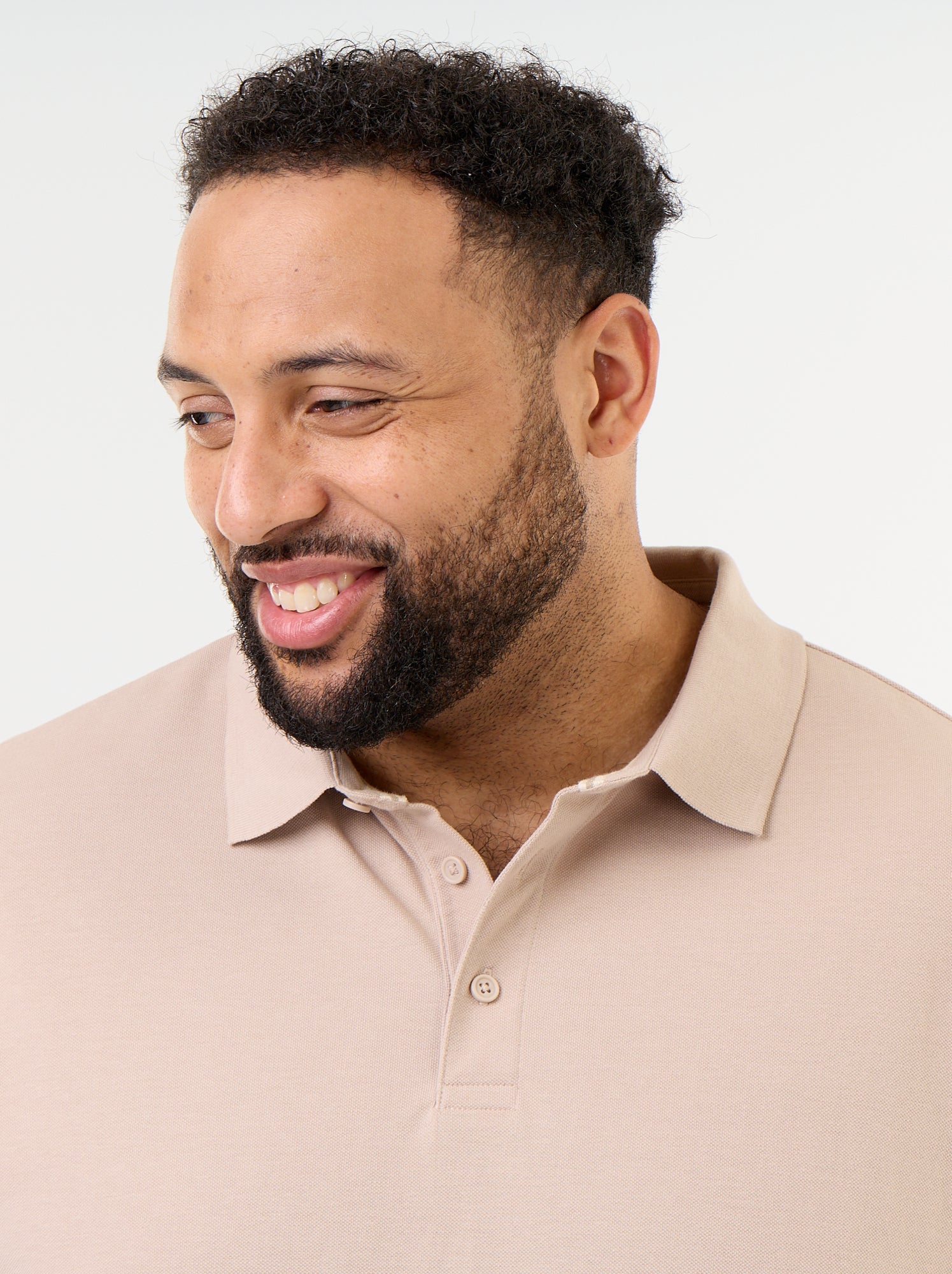 Polo en maille piquet manches longues - Beige (GDO21_4)
