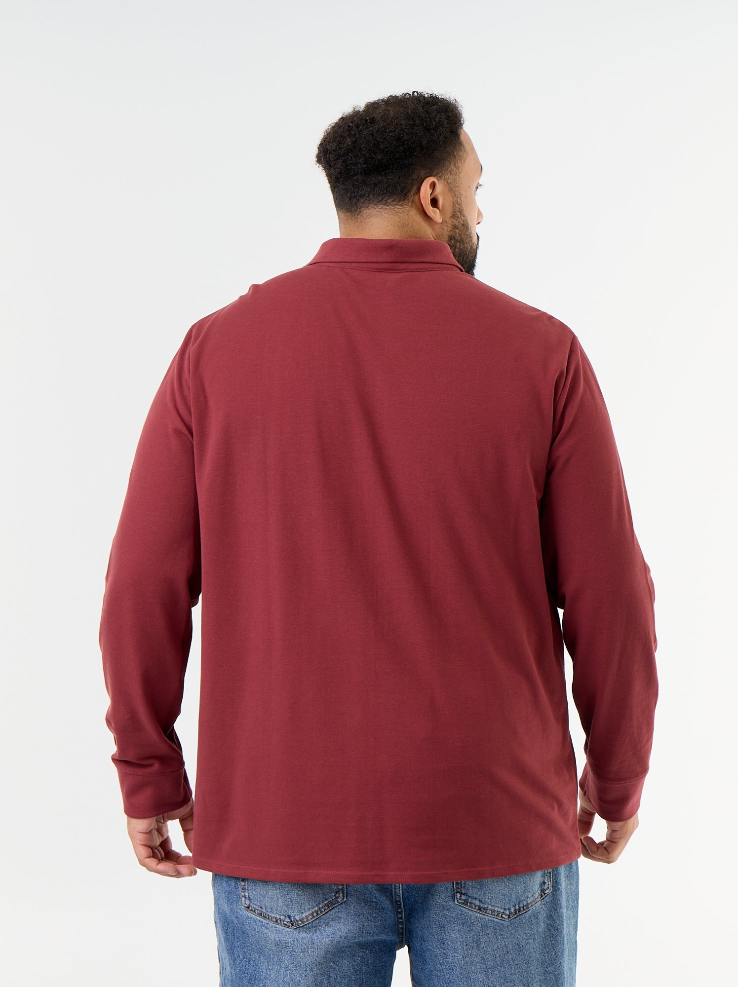 Polo en maille piquet manches longues - Rouge