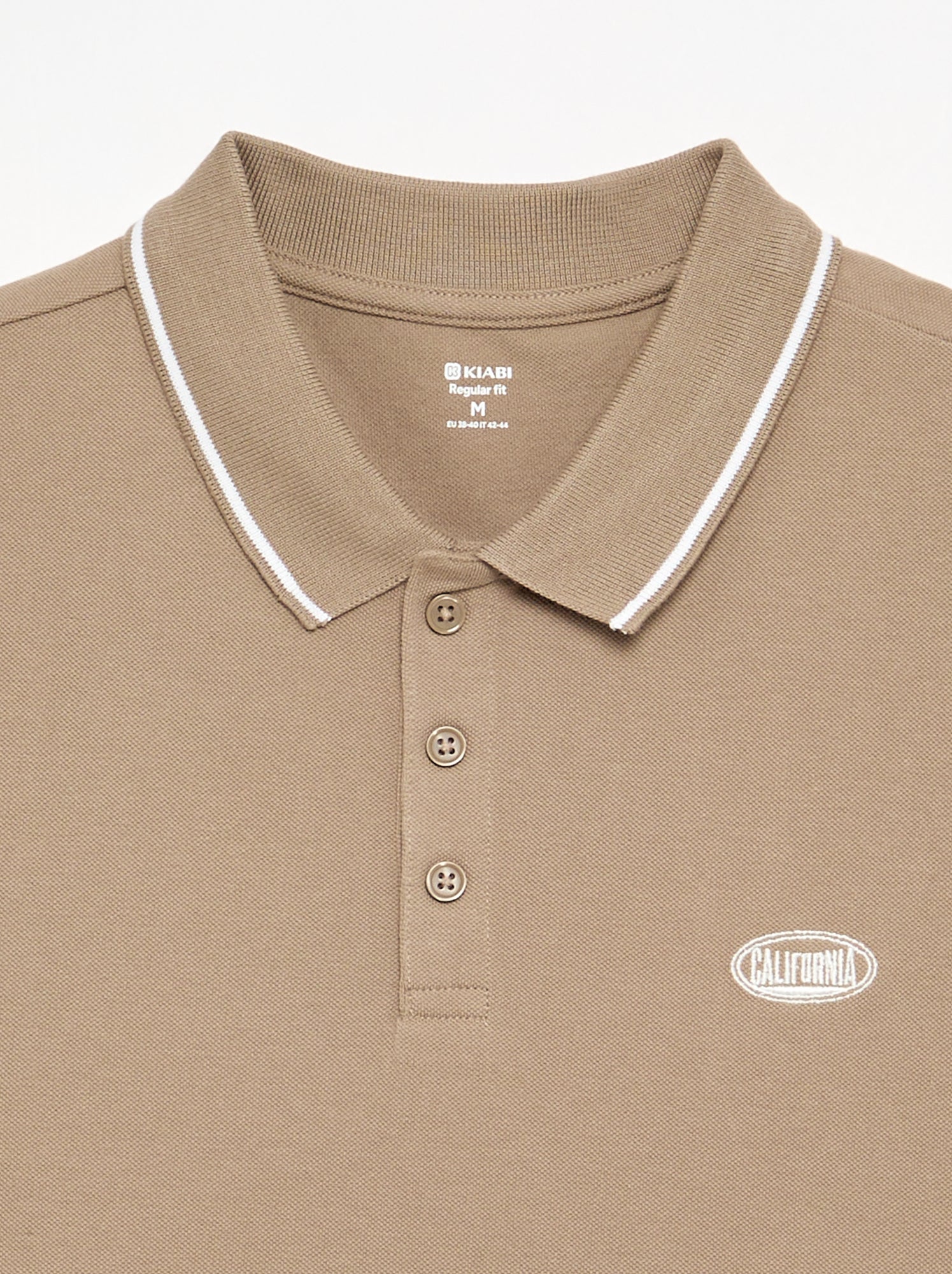 T-shirt col polo homme en maille piquée uni - Beige