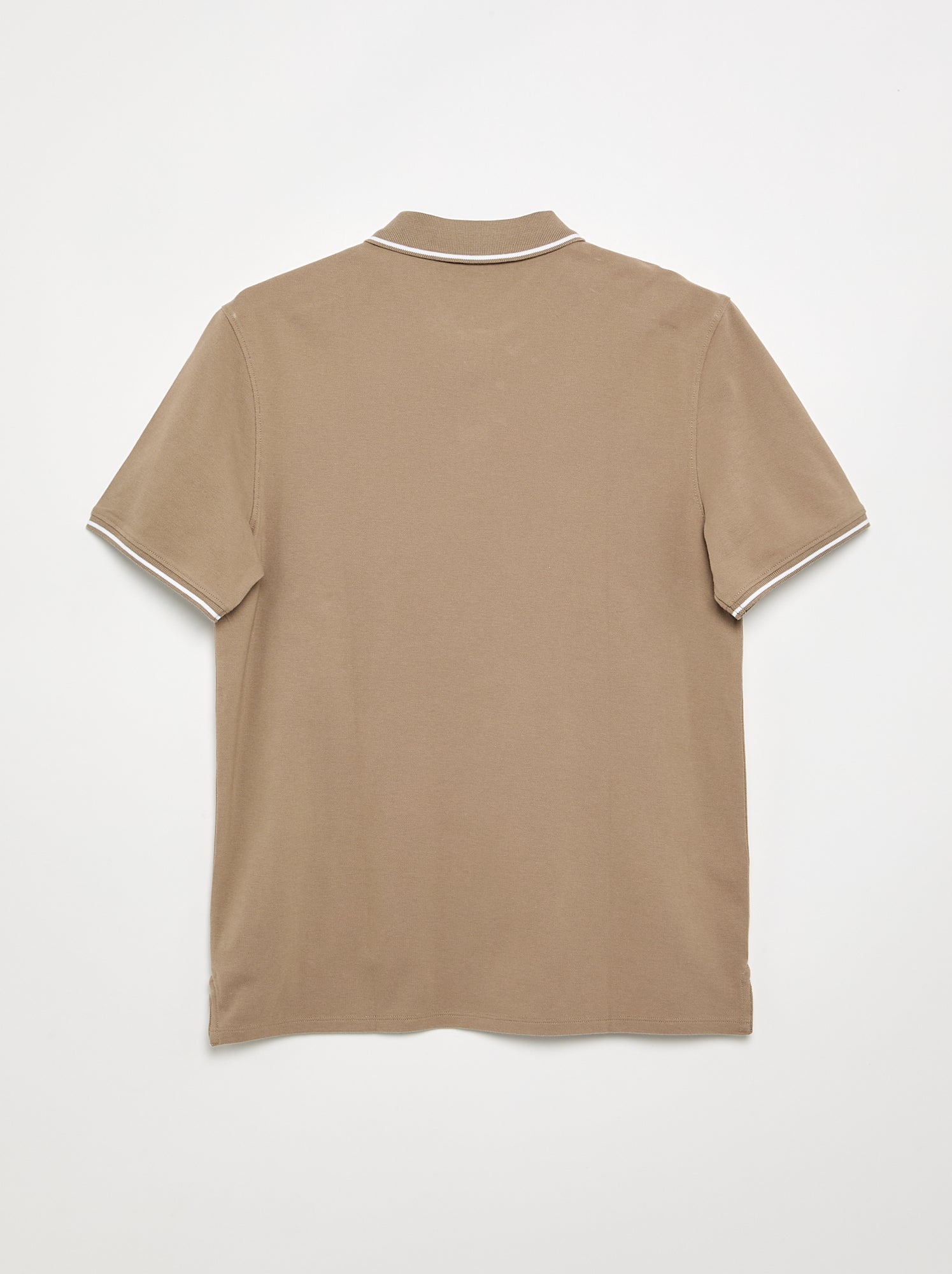 T-shirt col polo homme en maille piquée uni - Beige