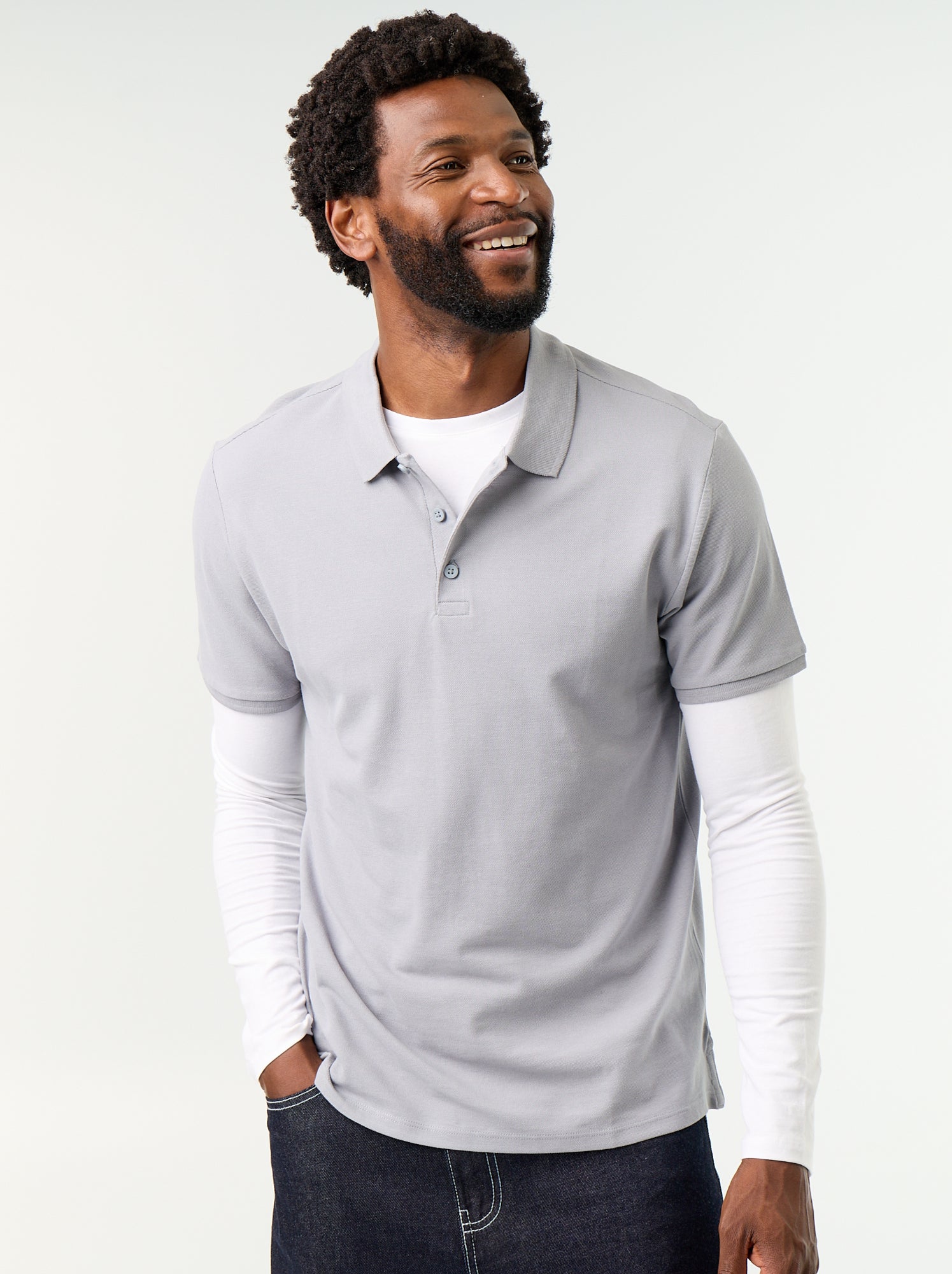 Polo en piqué de coton - Bleu (BQG86_26)