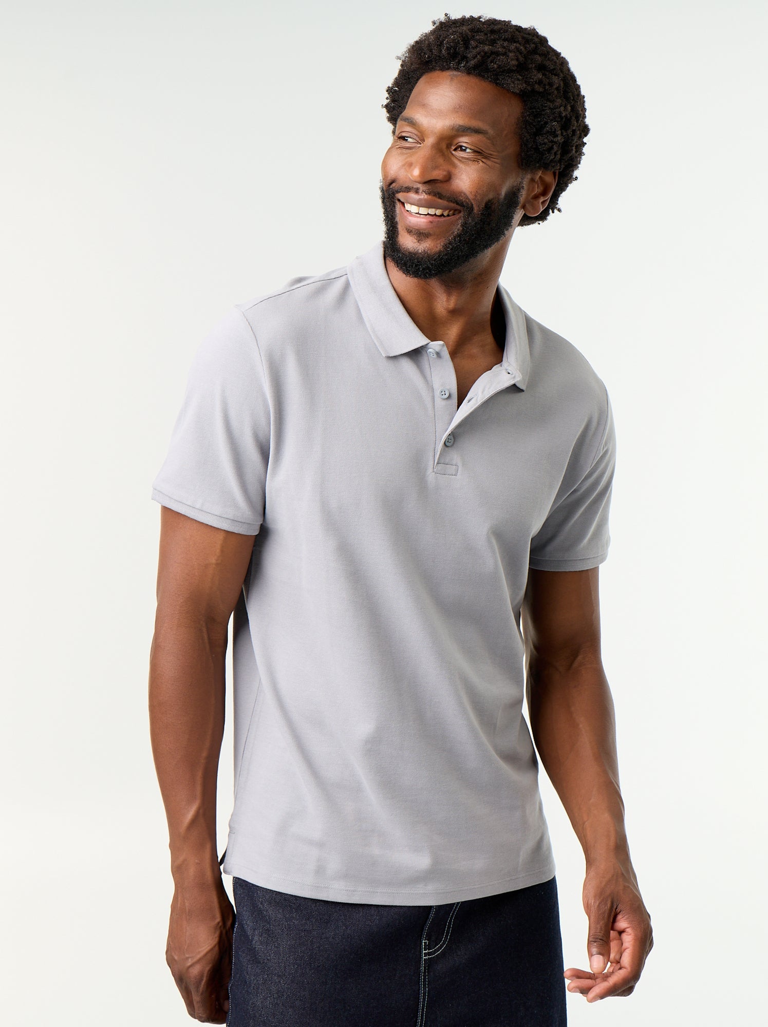 Polo en piqué de coton - Bleu (BQG86_26)