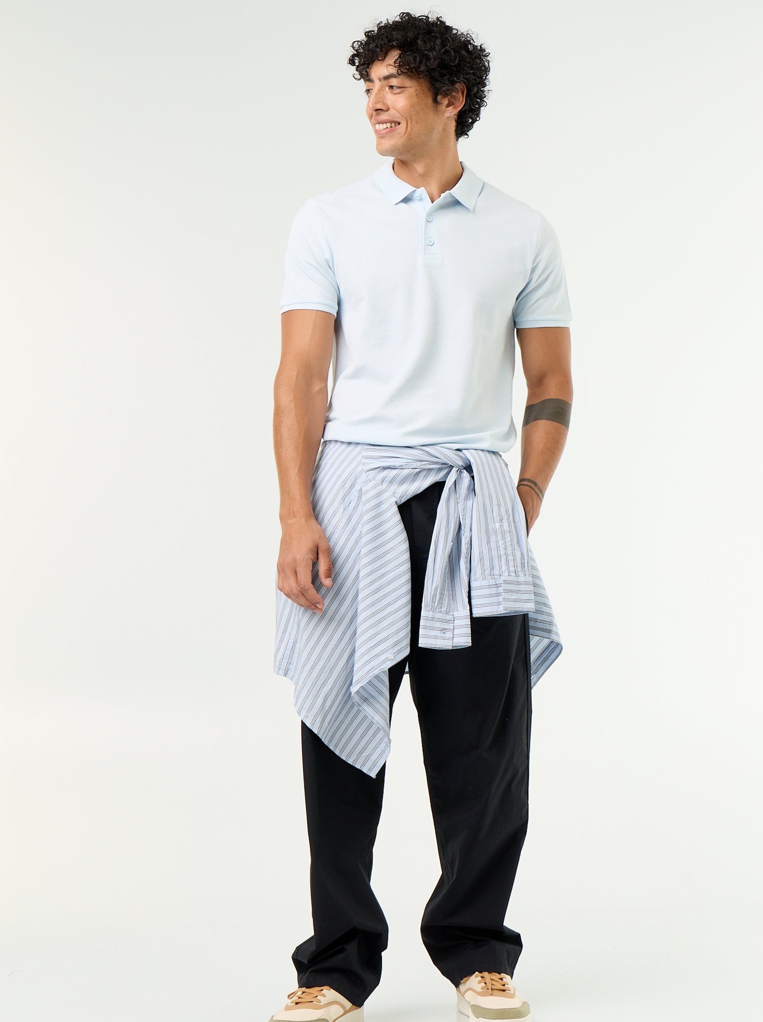 Polo en piqué de coton - Bleu (BQG86_27)