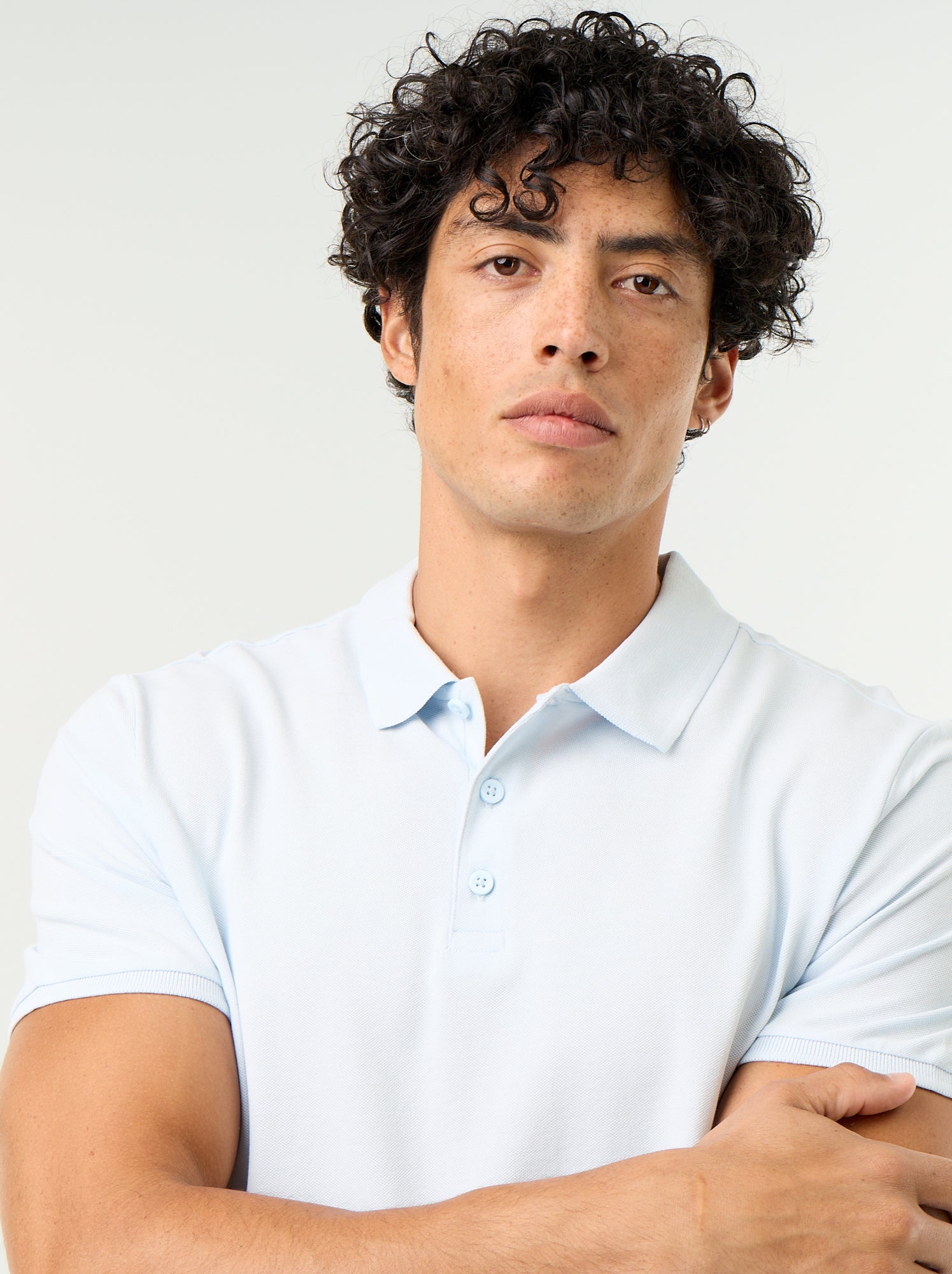 Polo en piqué de coton - Bleu (BQG86_27)