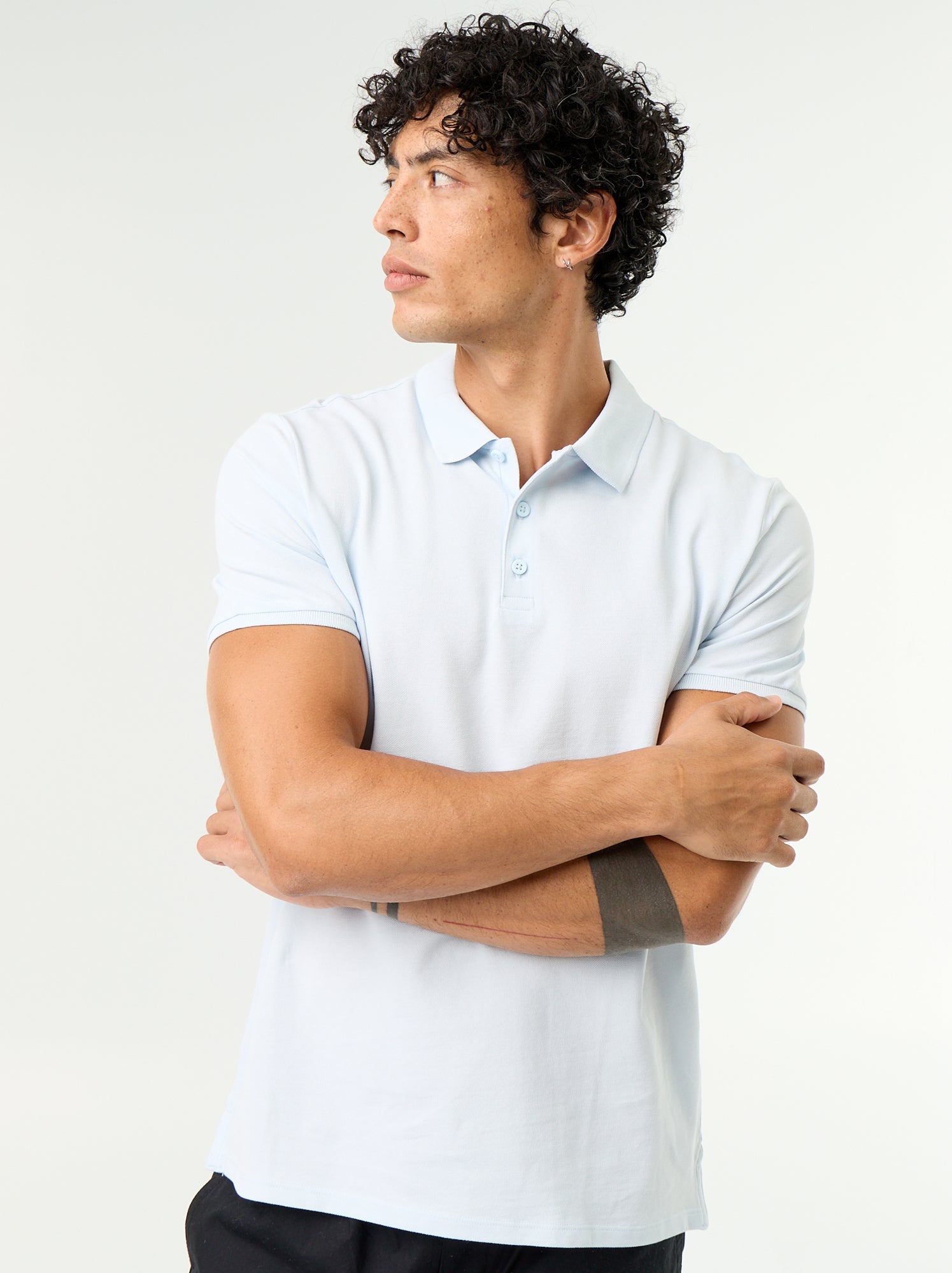 Polo en piqué de coton - Bleu (BQG86_27)