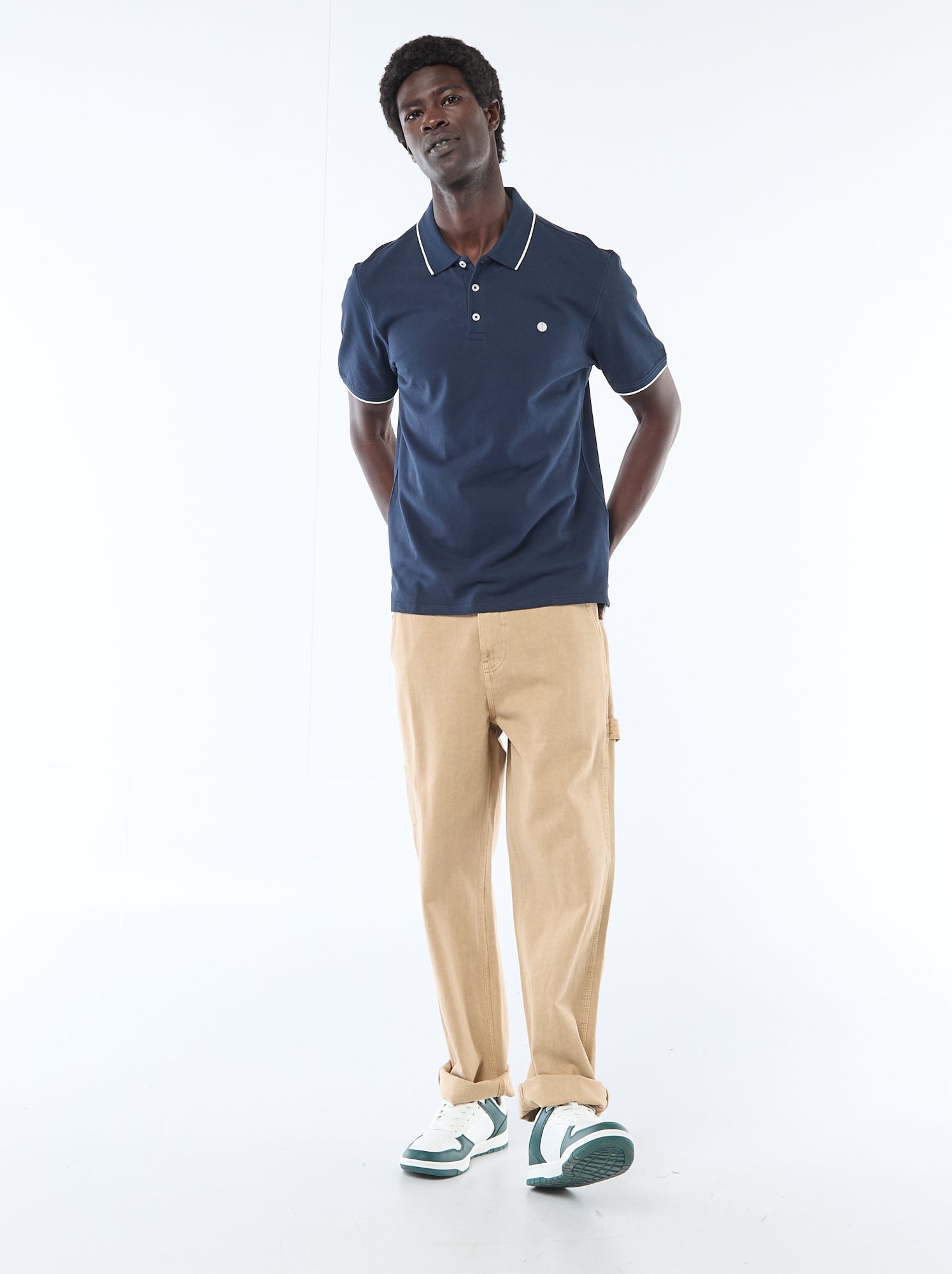 Polo en coton pour homme à manches courtes - Marine