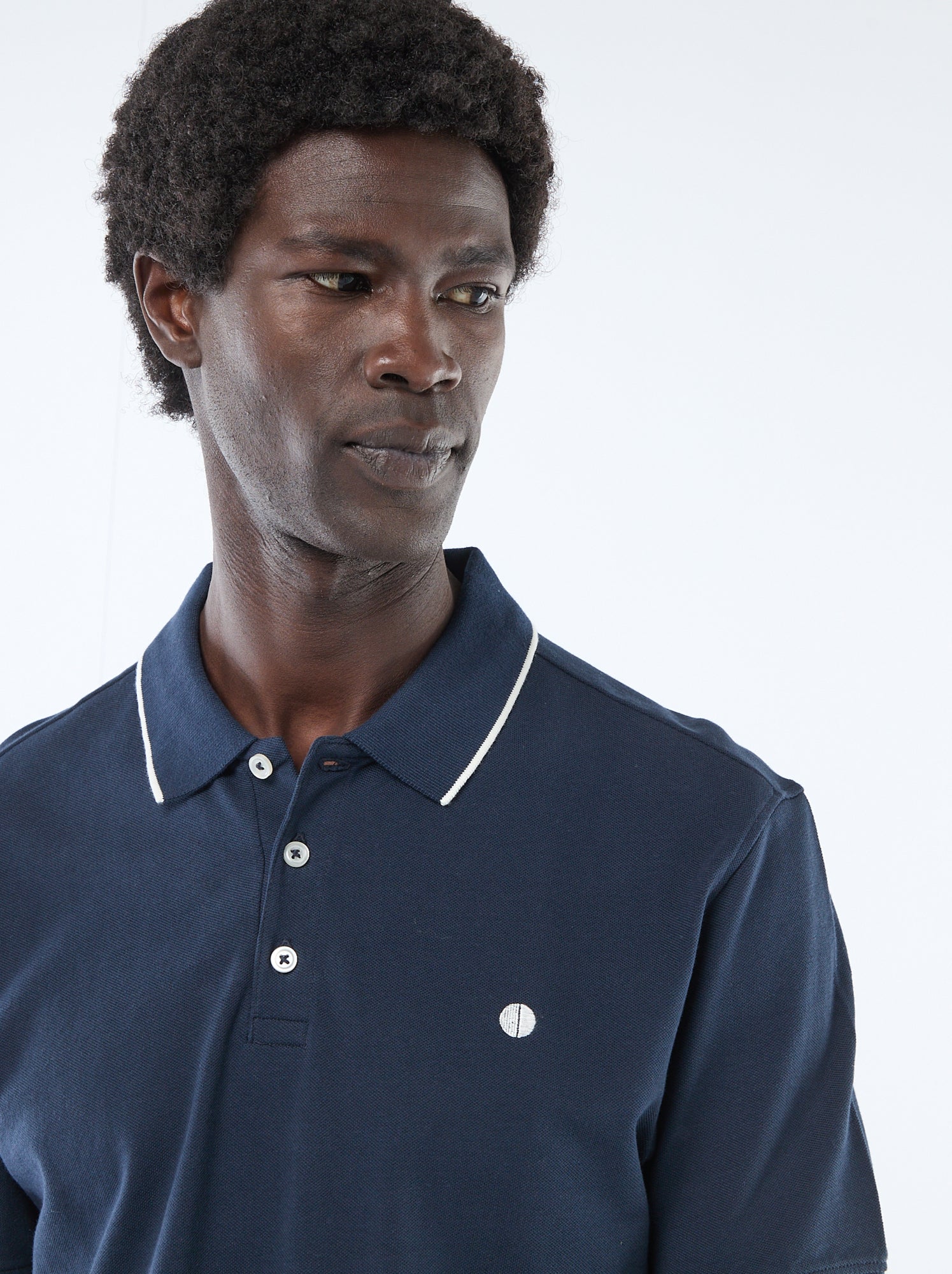 Polo en coton pour homme à manches courtes - Marine