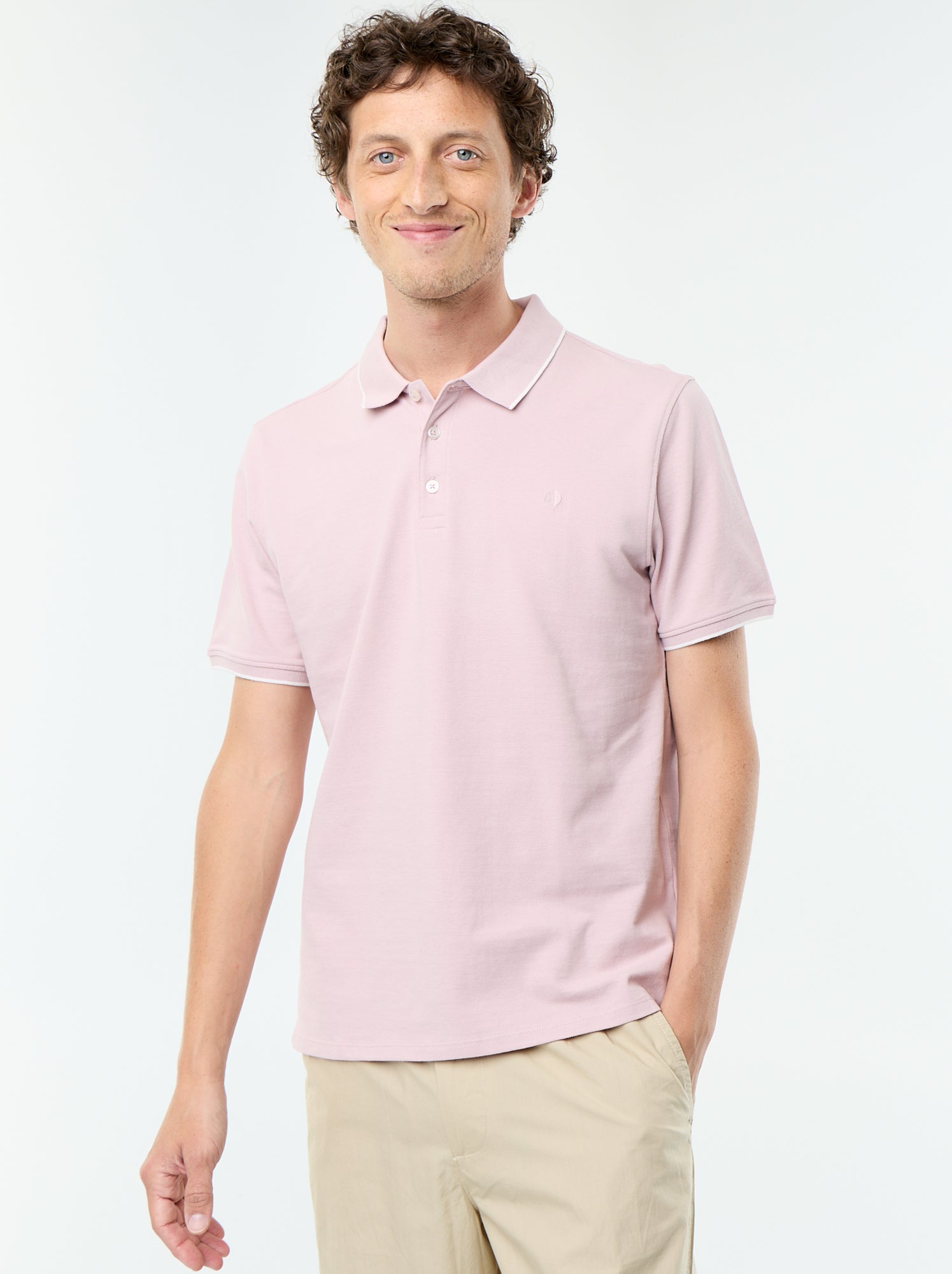 Polo en coton pour homme à manches courtes - Violet