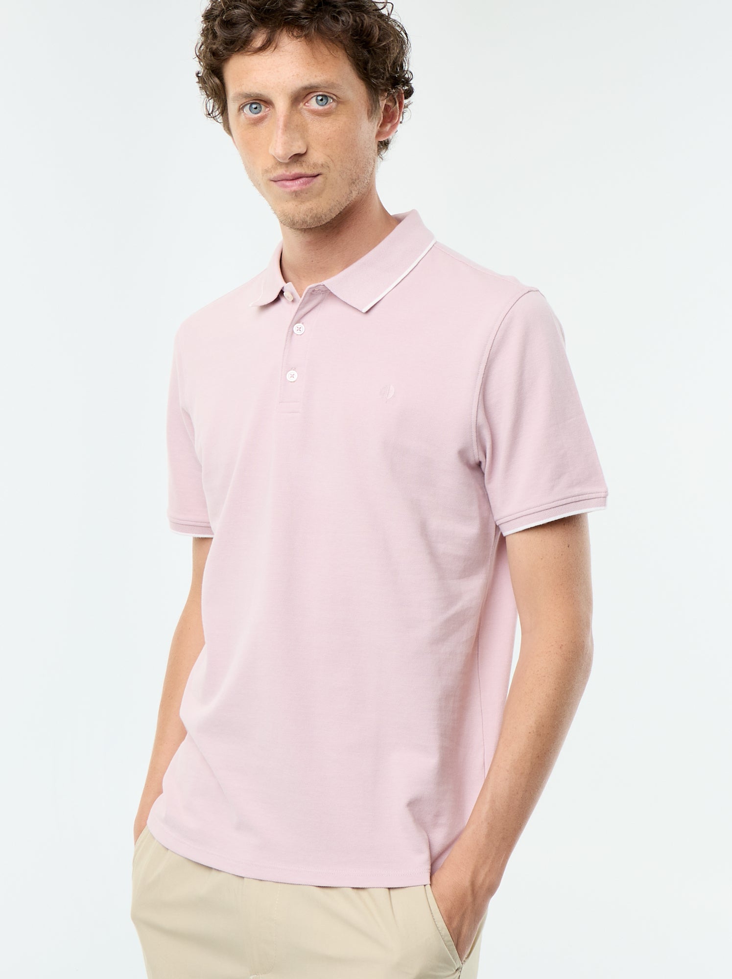 Polo en coton pour homme à manches courtes - Violet
