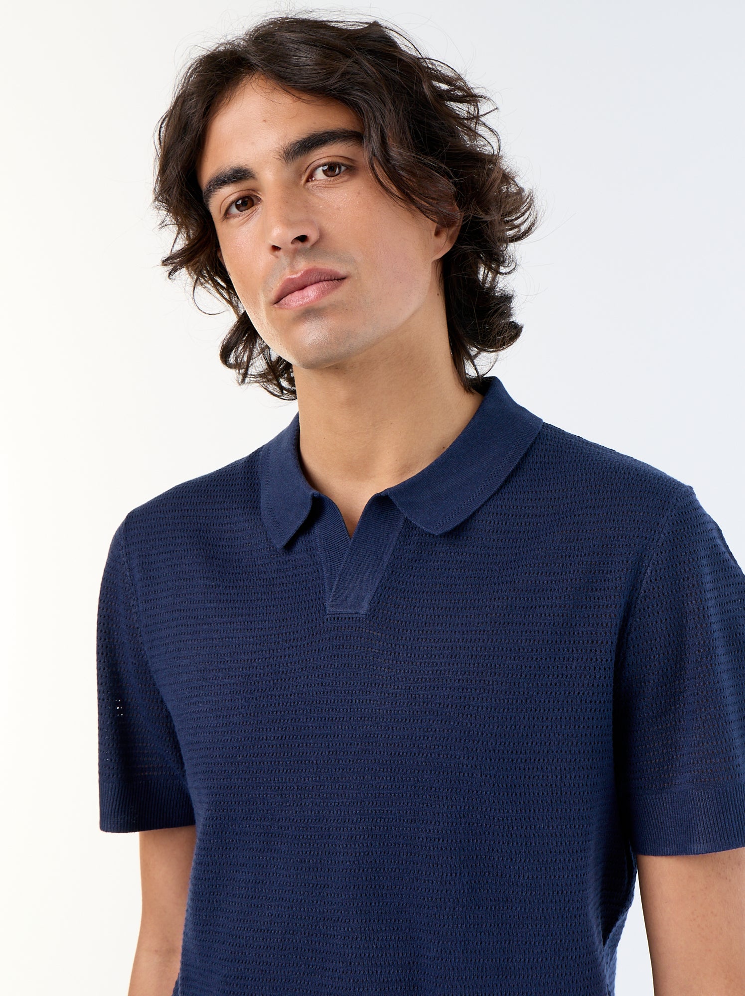 Polo en coton uni à manches courtes pour homme - Noir